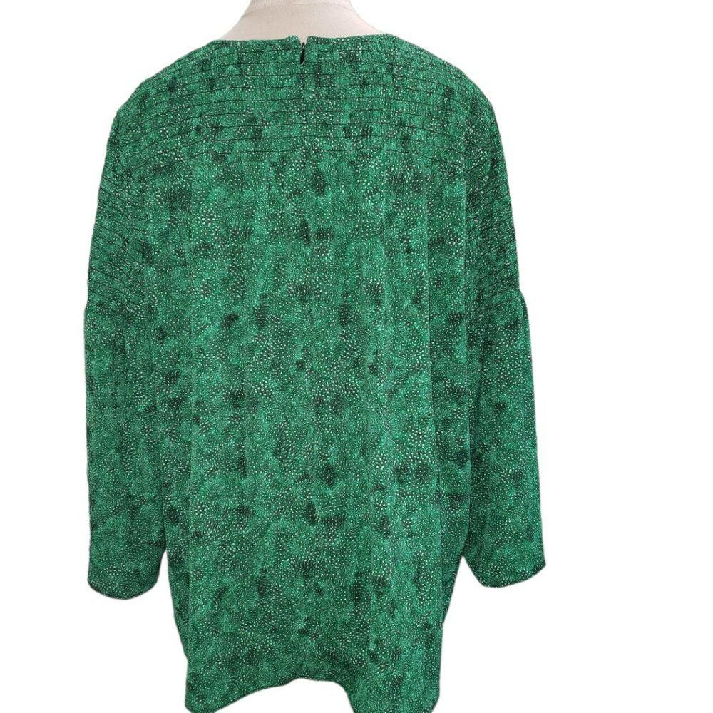 Michael Kors CT493a Michael Kors Green Crew Neck Polka Dot Blouse XL Size XL / US 12-14 / IT 48-50 - 3 Thumbnail