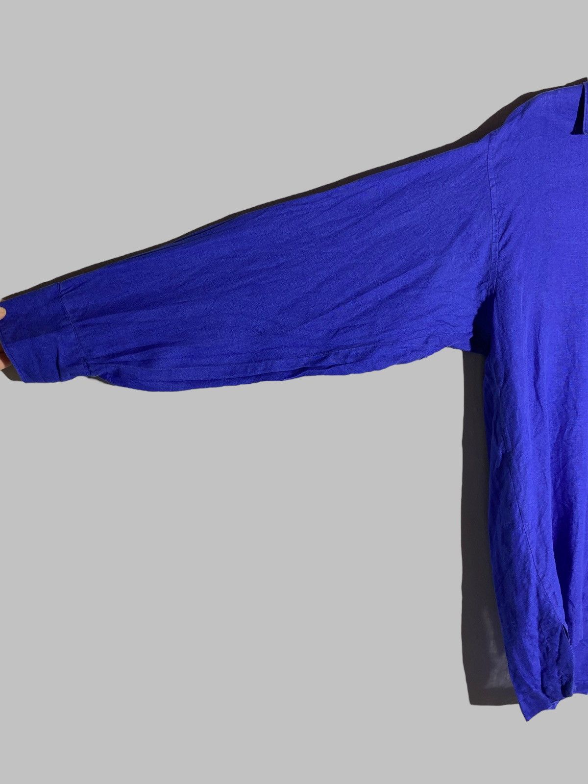 Kenzo Vintage Kenzo Homme Royal Blue Linen Shirt Old Money Size US L / EU 52-54 / 3 - 9 Thumbnail