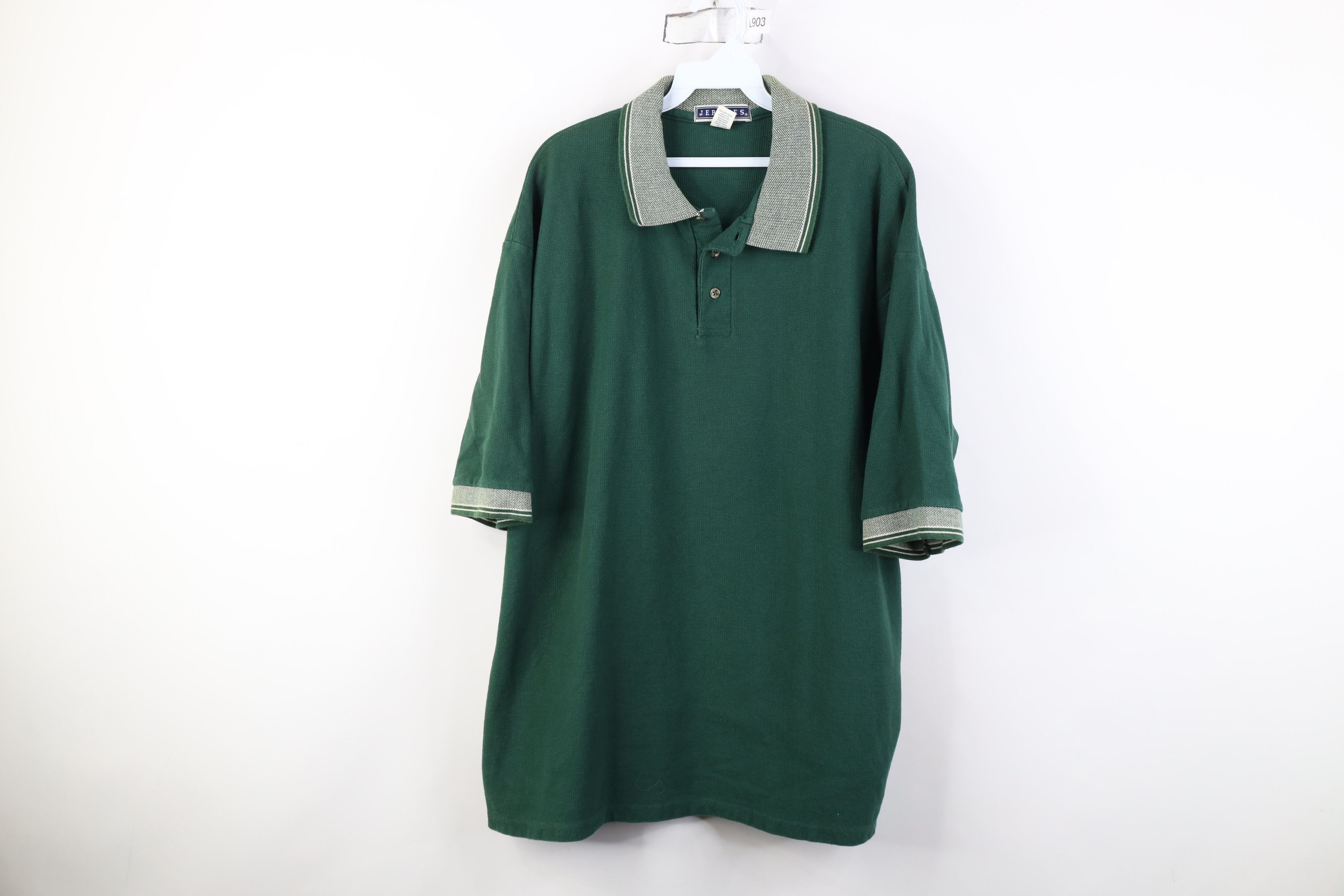 Vintage Vintage 90s Streetwear Heavy Thermal Knit Golf Polo Green Size US XXL / EU 58 / 5 - 1 Thumbnail