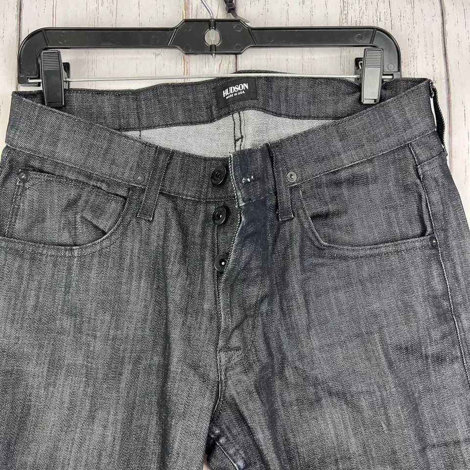 Hudson Hudson 29x30 Straight Fit Button Jeans Pants Denim Black Men Size US 29 - 4 Thumbnail