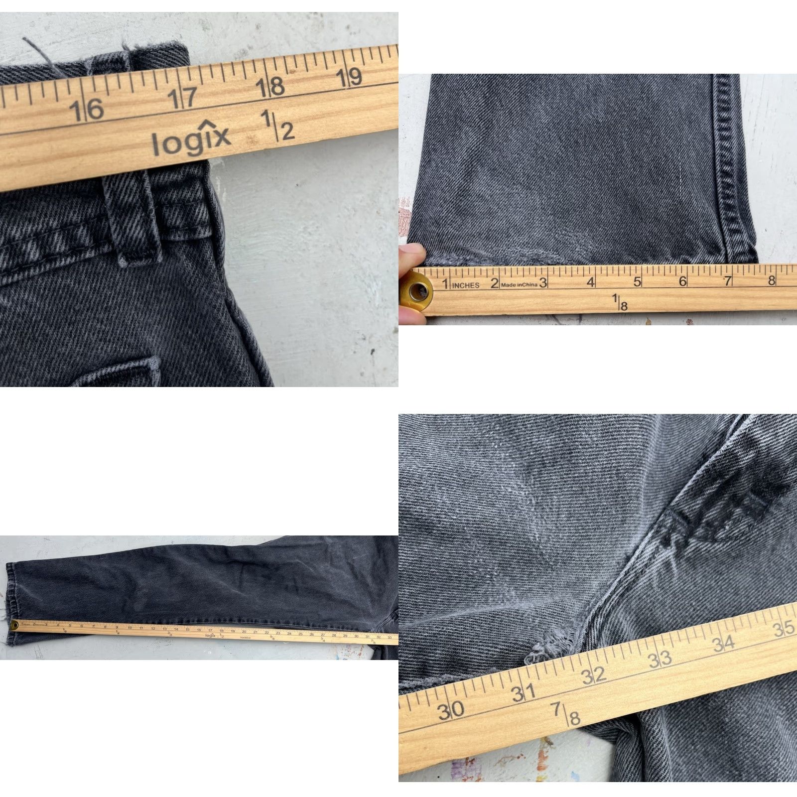 Vintage Rustler Jeans Black Slim 34x34 Denim 5-Pocket Cowboy Western Work Distressed HOLES Men Slim Straight Vintage No Size US 34 / EU 50 - 9 Thumbnail