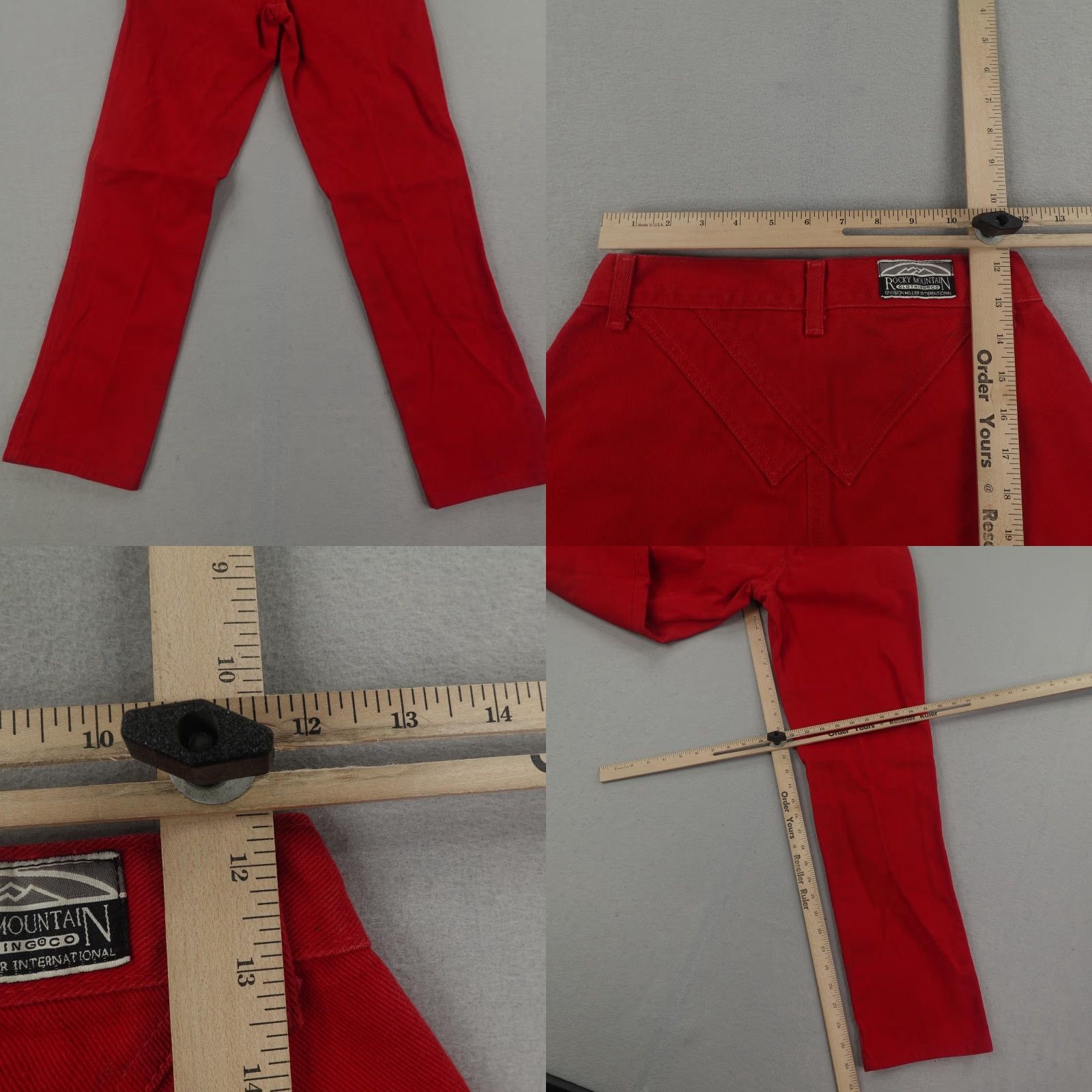 Vintage VINTAGE Rockies Women's Denim Jeans 29 Red Cowboy Southwestern High Waist Straight Fit Medium Wash Retro US Size 29" - 8 Thumbnail
