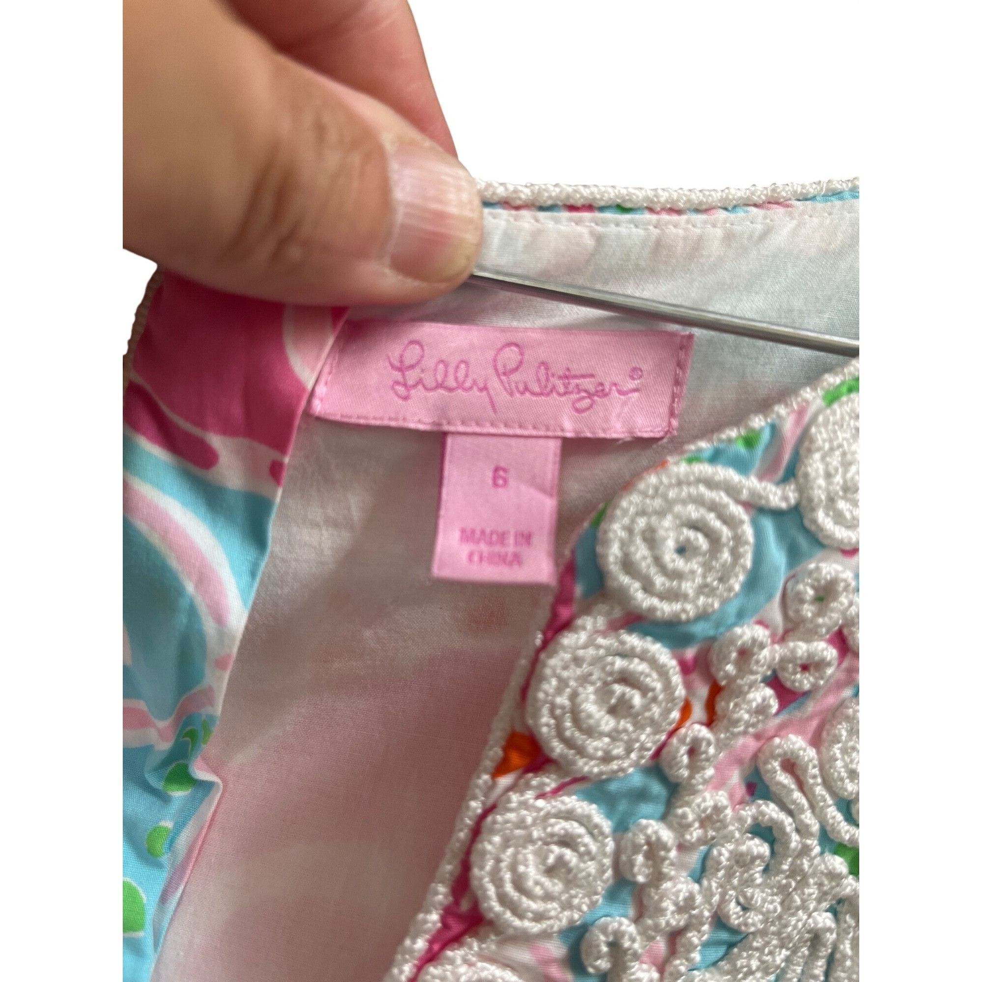 Lilly Pulitzer Lily Pulitzer wms pink aqual embroided spring summer midi dr Size M / US 6-8 / IT 42-44 - 2 Thumbnail