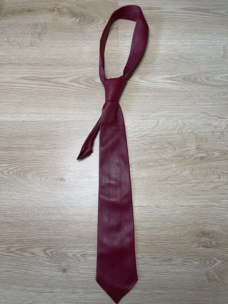 Hermes Hermes Leather Tie Agneau Rouge Bordeaux Size ONE SIZE - 1 Thumbnail