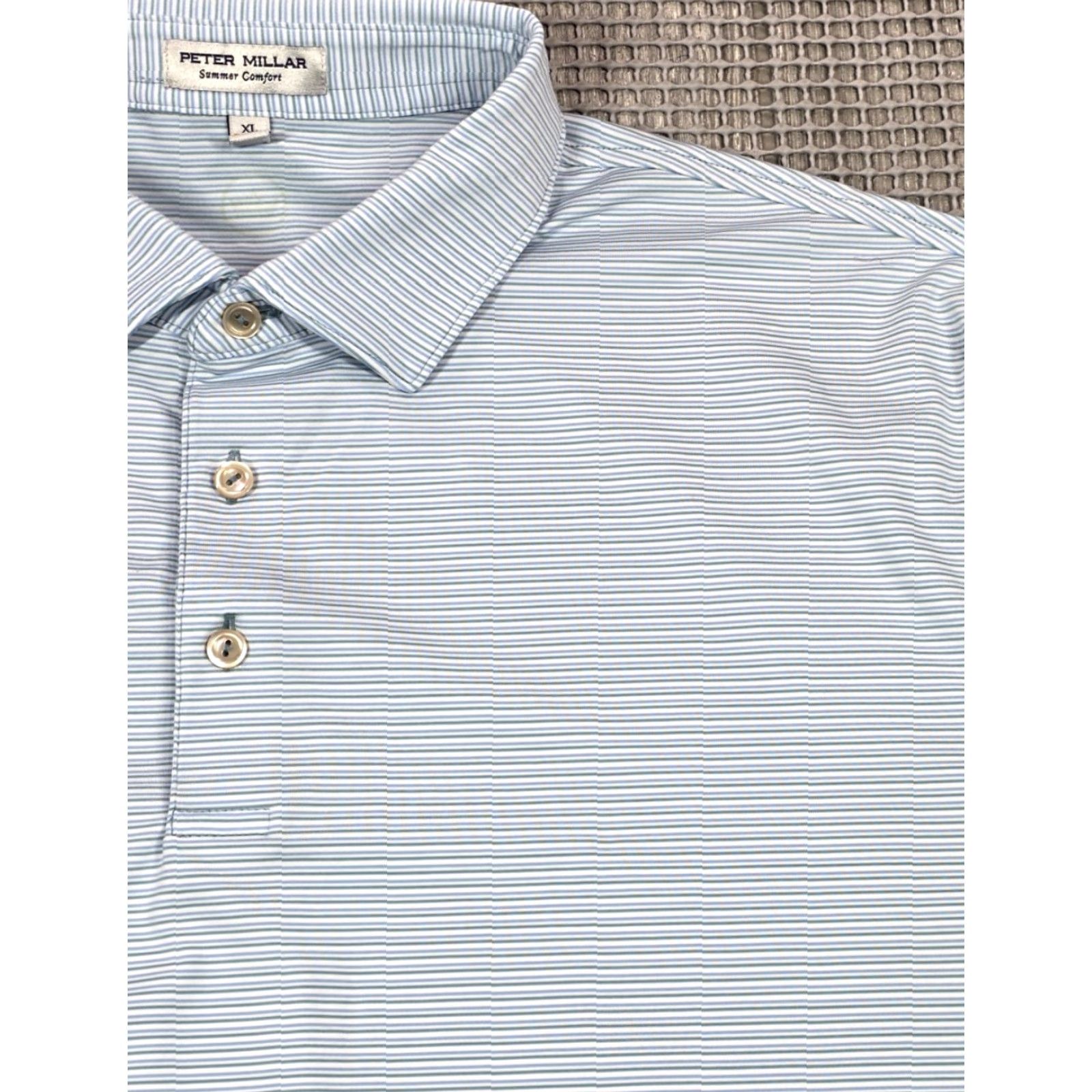 Peter Millar Peter Millar Polo Performance Shirt XL Blue Stripe Summer Comfort Eagle Point Polo Shirt Men Size US XL / EU 56 / 4 - 3 Thumbnail