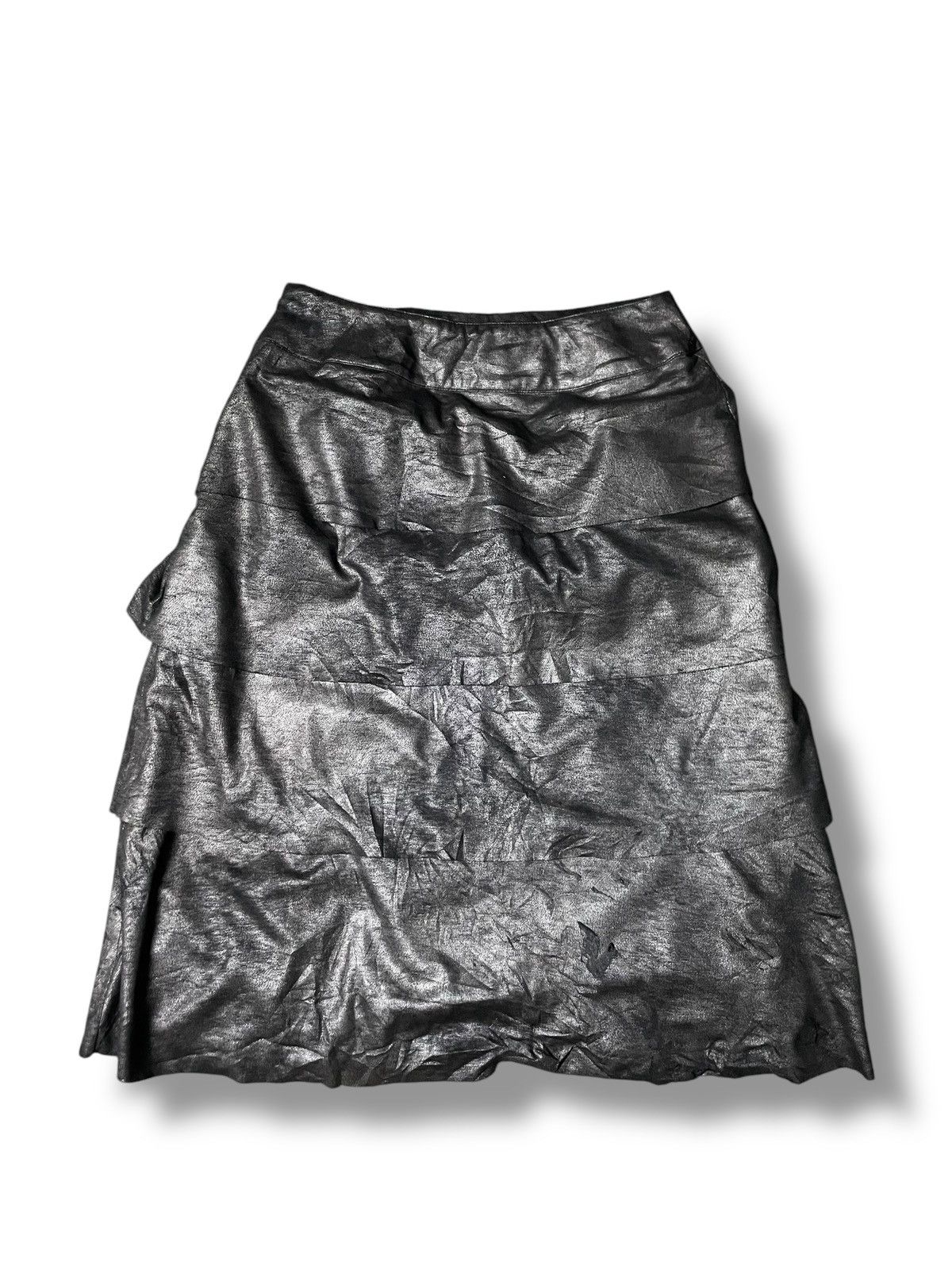Hiroko Koshino Homme × Japanese Brand × Vintage Vintage Hiroko Koshino Leather Skirt (82) Size 26" / US 2 / IT 38 - 6 Thumbnail