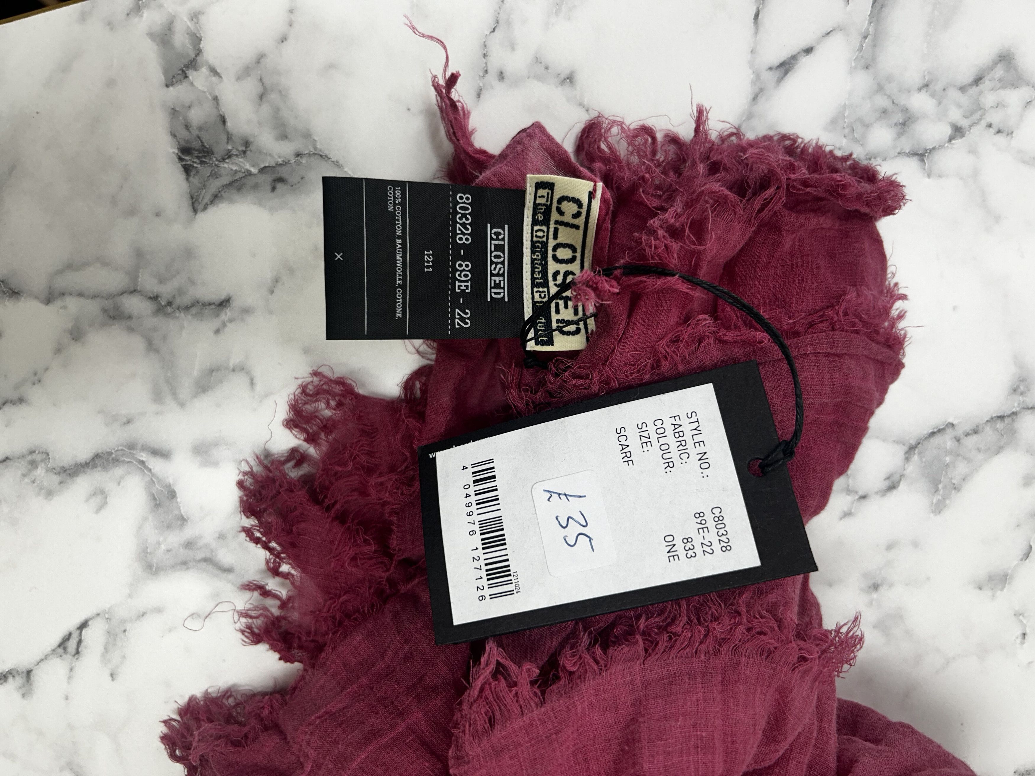 CLOSED Closed Dark Red Overdye Check Scarf Size ONE SIZE - 3 Thumbnail