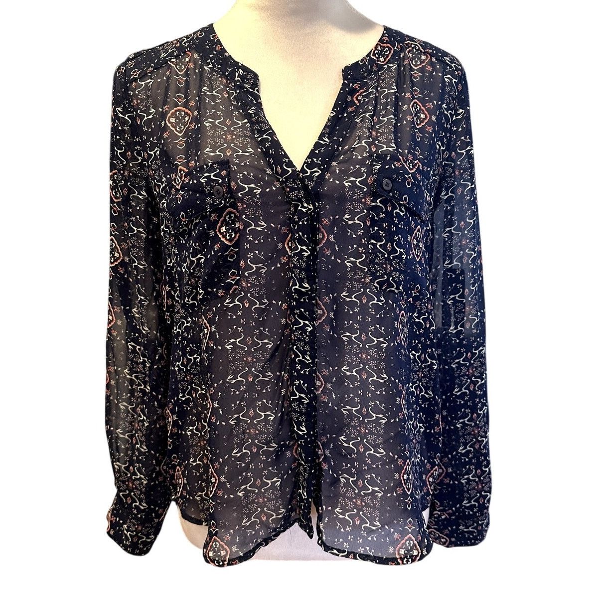Other Collective Concepts Women's Long Sleeve Sheer Button Front S Size S / US 4 / IT 40 - 1 Thumbnail