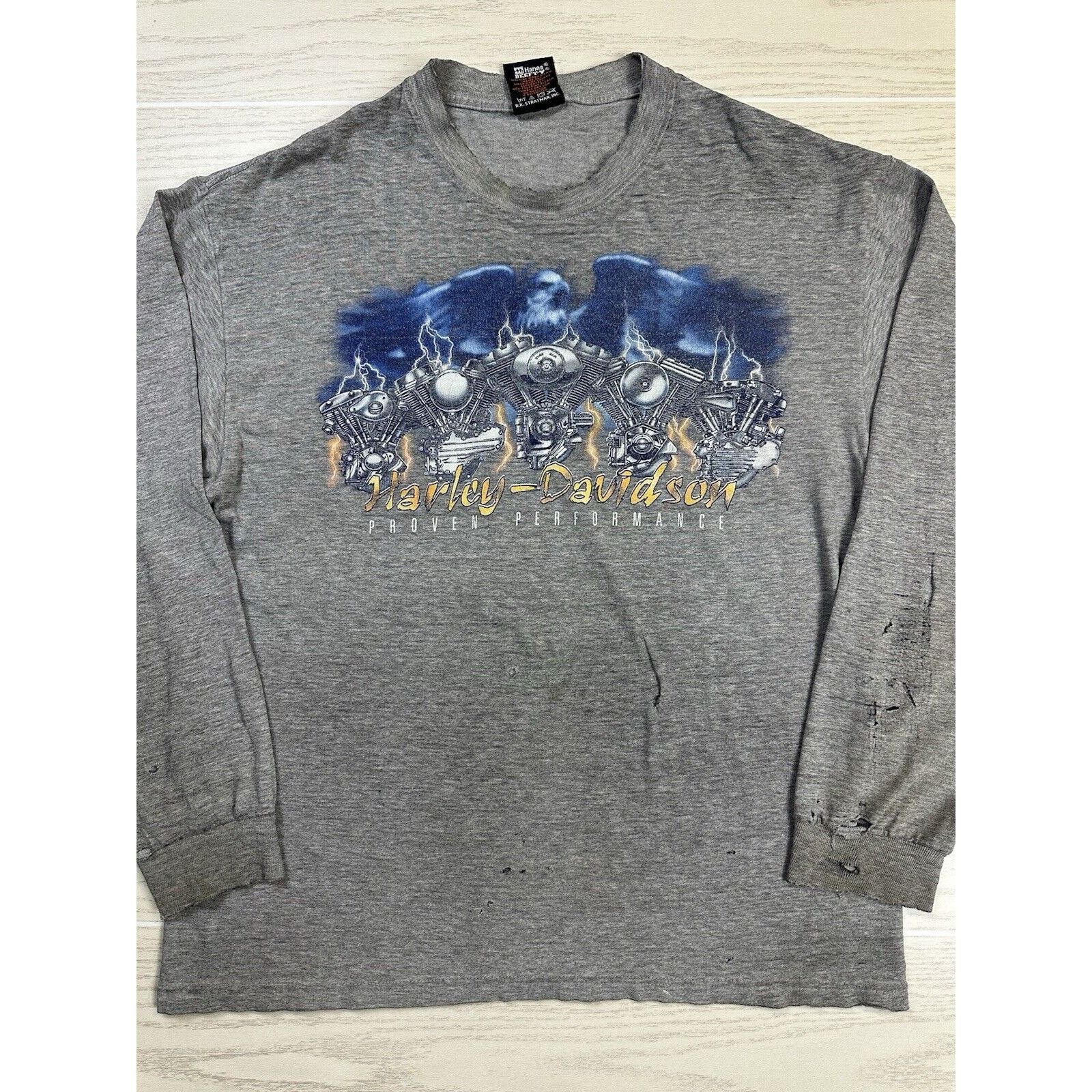 Harley Davidson × Vintage Vintage 90s Harley Davidson Lighting Eagle Shirt Size US L / EU 52-54 / 3 - 2 Thumbnail