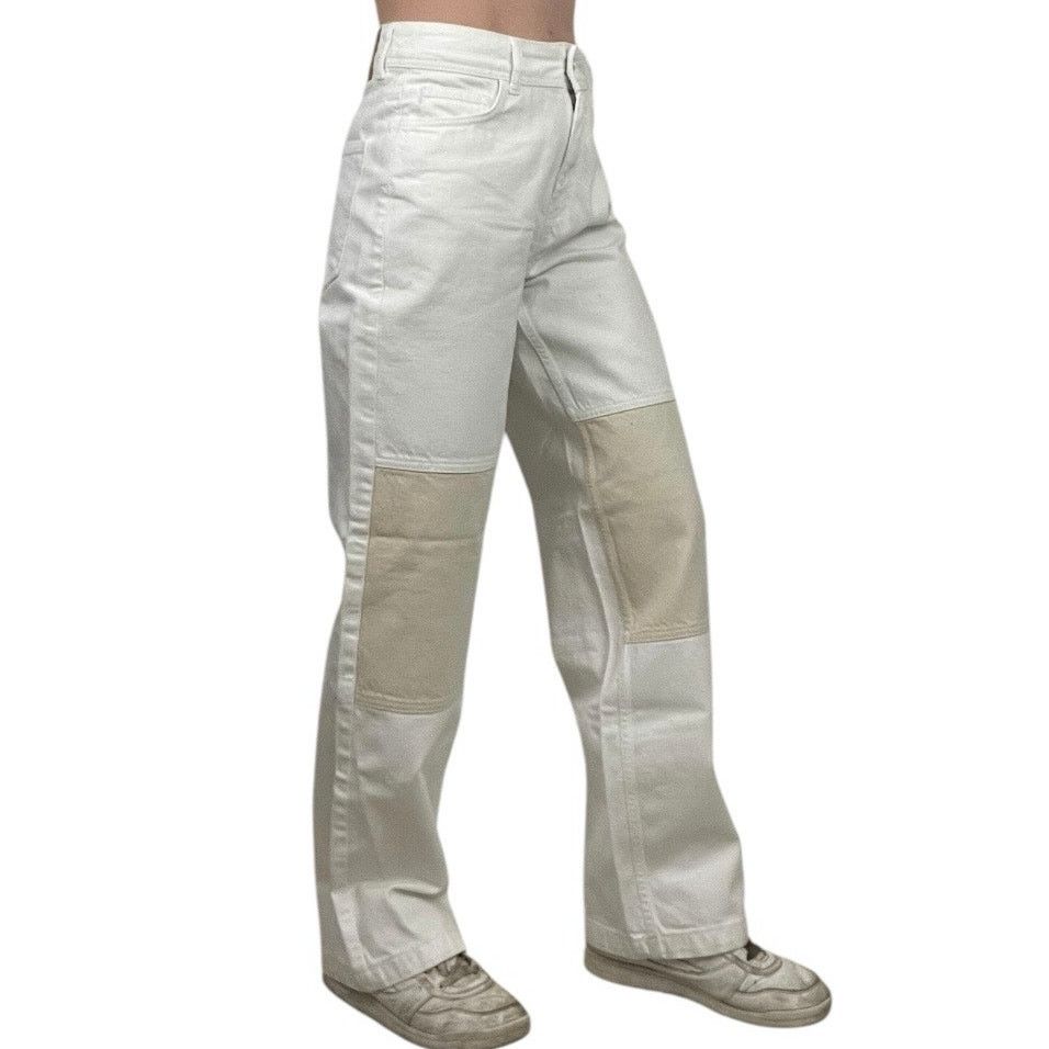 Bdg BDG White & Beige Color Block High Rise Denim Pants Size 25" / US 0 / IT 36 - 2 Thumbnail