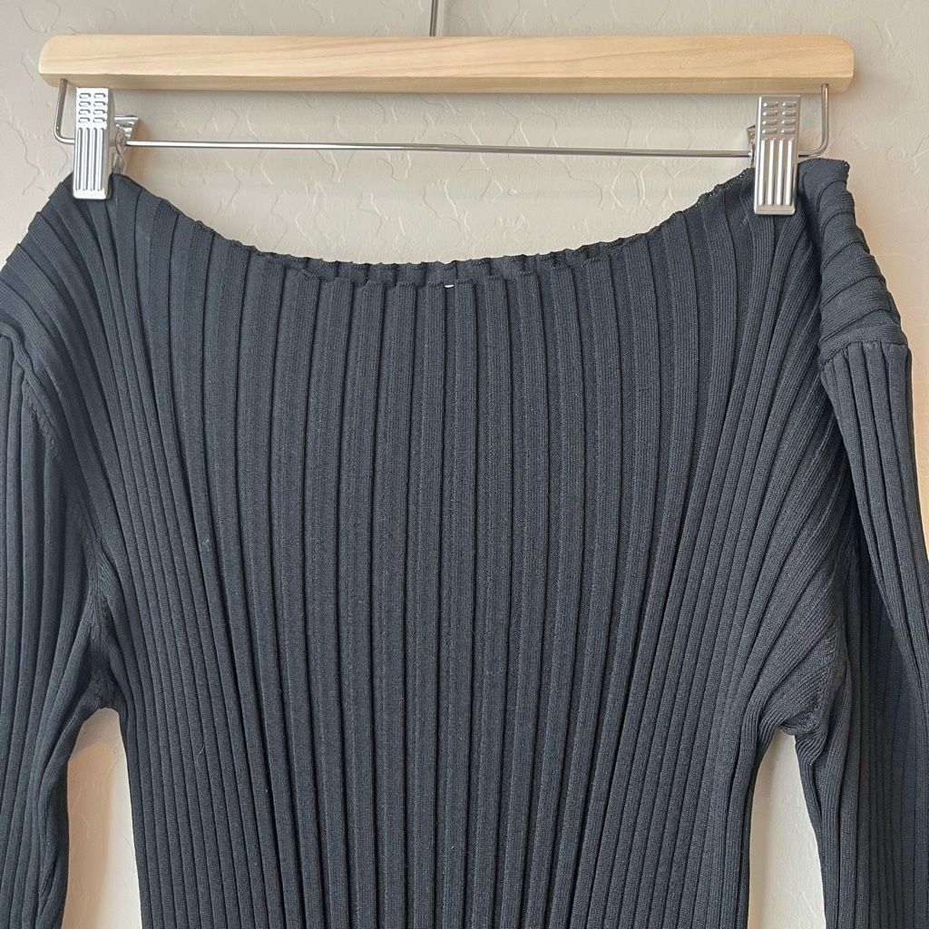 Toteme Toteme Orville Black Long Sleeve Ribbed Knit Boat Neck Midi Size M / US 6-8 / IT 42-44 - 5 Thumbnail