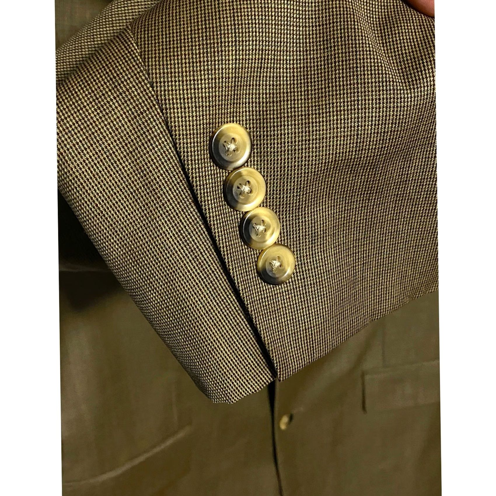 Nautica Nautica Wool Cashmere Houndstooth Suit Jacket 42L Blazer Mens Victorian Professional Office Career Modern Classic Size 42R - 4 Thumbnail