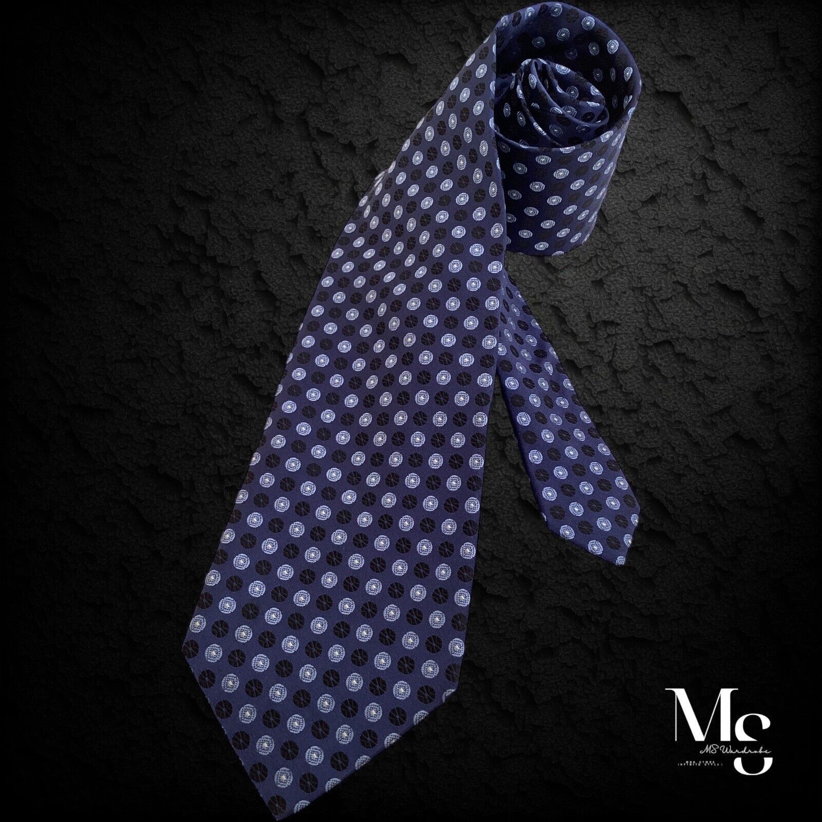 Ermenegildo Zegna ERMENEGILDO ZEGNA Blue Geometric Luxury Silk Tie M.I.Italy Size ONE SIZE - 1 Thumbnail