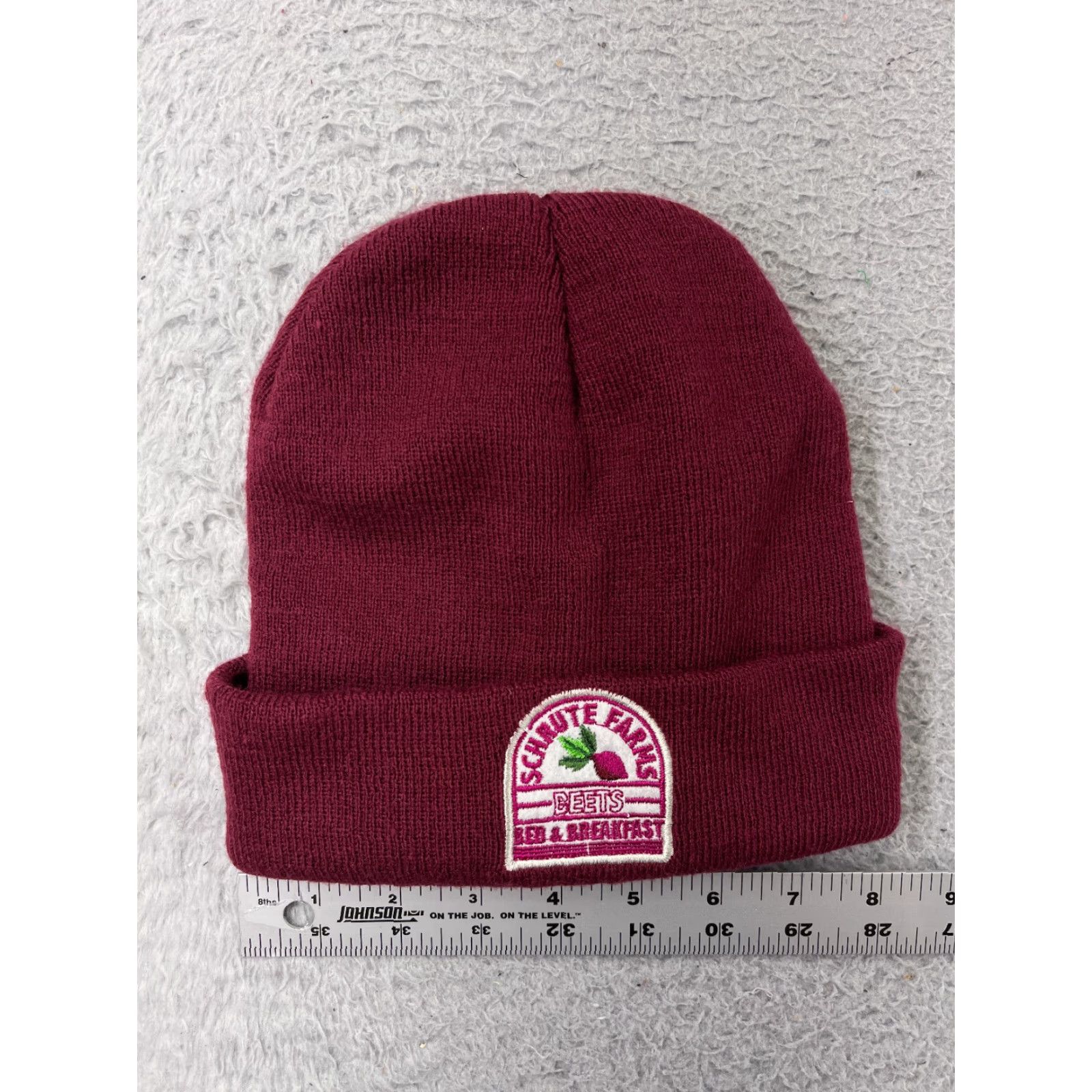 Vintage The Office Shrute Farms Beet Beanie Toque Adult One Size Burgundy Dwight Acrylic Beanie Mens CultureFly Shirt? Size ONE SIZE - 2 Thumbnail