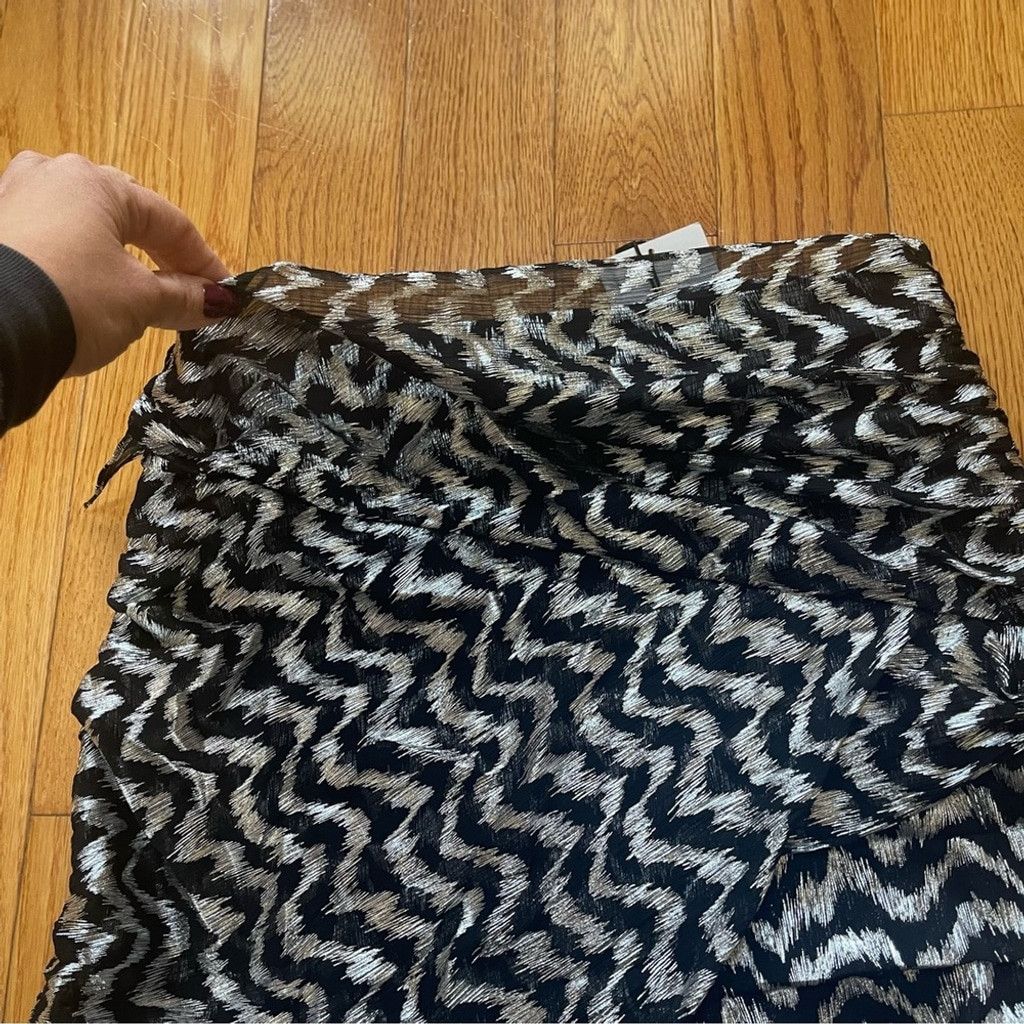 Zara ZARA Wrap Up Knotted Mini Skirt Party Black And Sliver Sz L Size 34" / US 12 / IT 48 - 3 Thumbnail