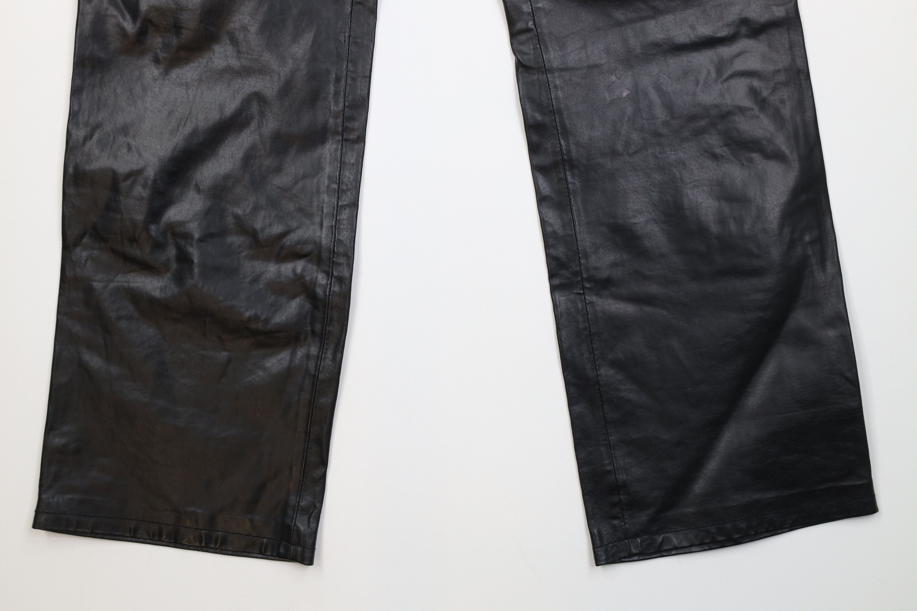 Vintage Vintage 90s Streetwear Leather Straight Leg Pants Black Size 30" / US 8 / IT 44 - 4 Thumbnail