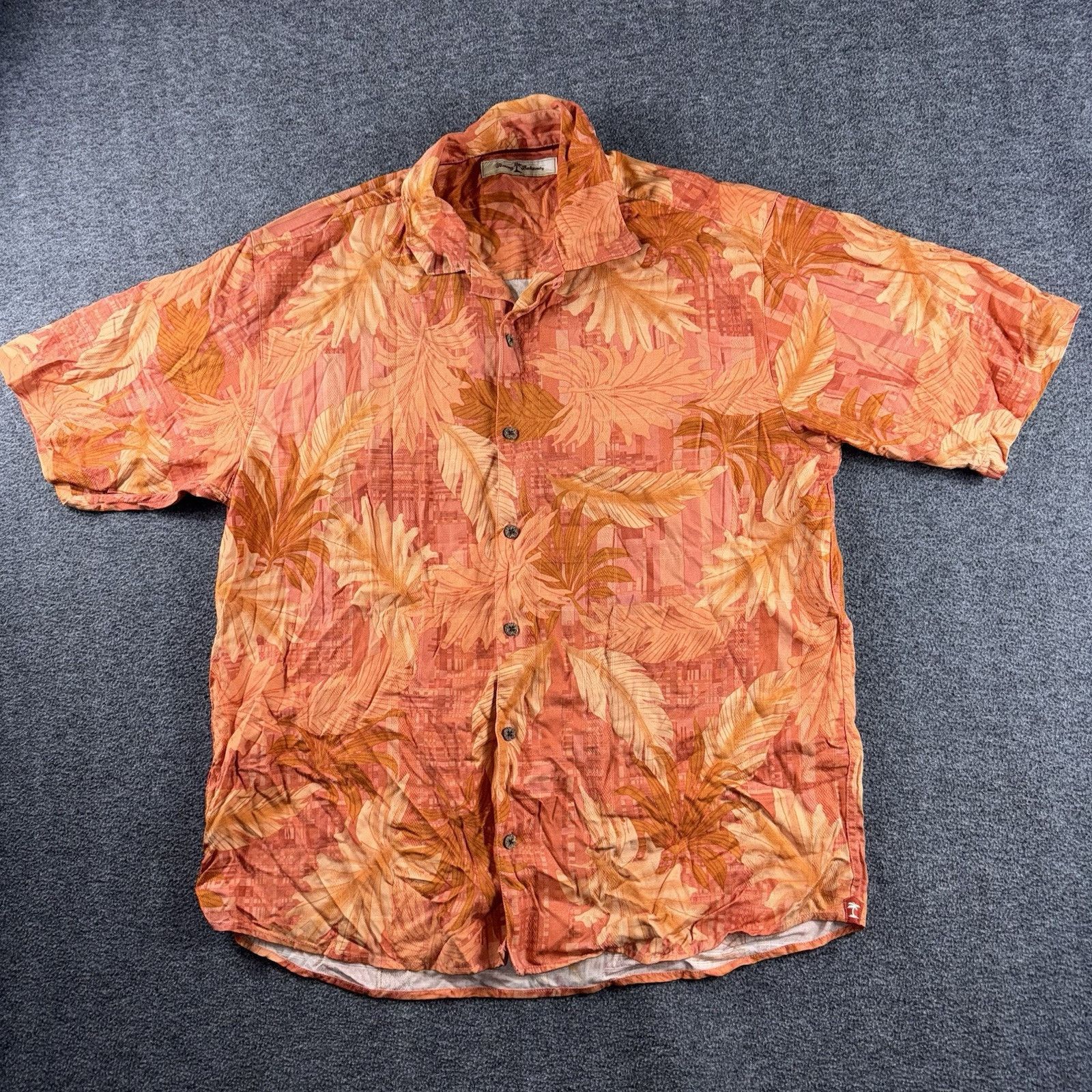 Tommy Bahama Vintage Hawaiian Shirt Men’s Sz L Orange with Hammock Scene Size US L / EU 52-54 / 3 - 3 Thumbnail