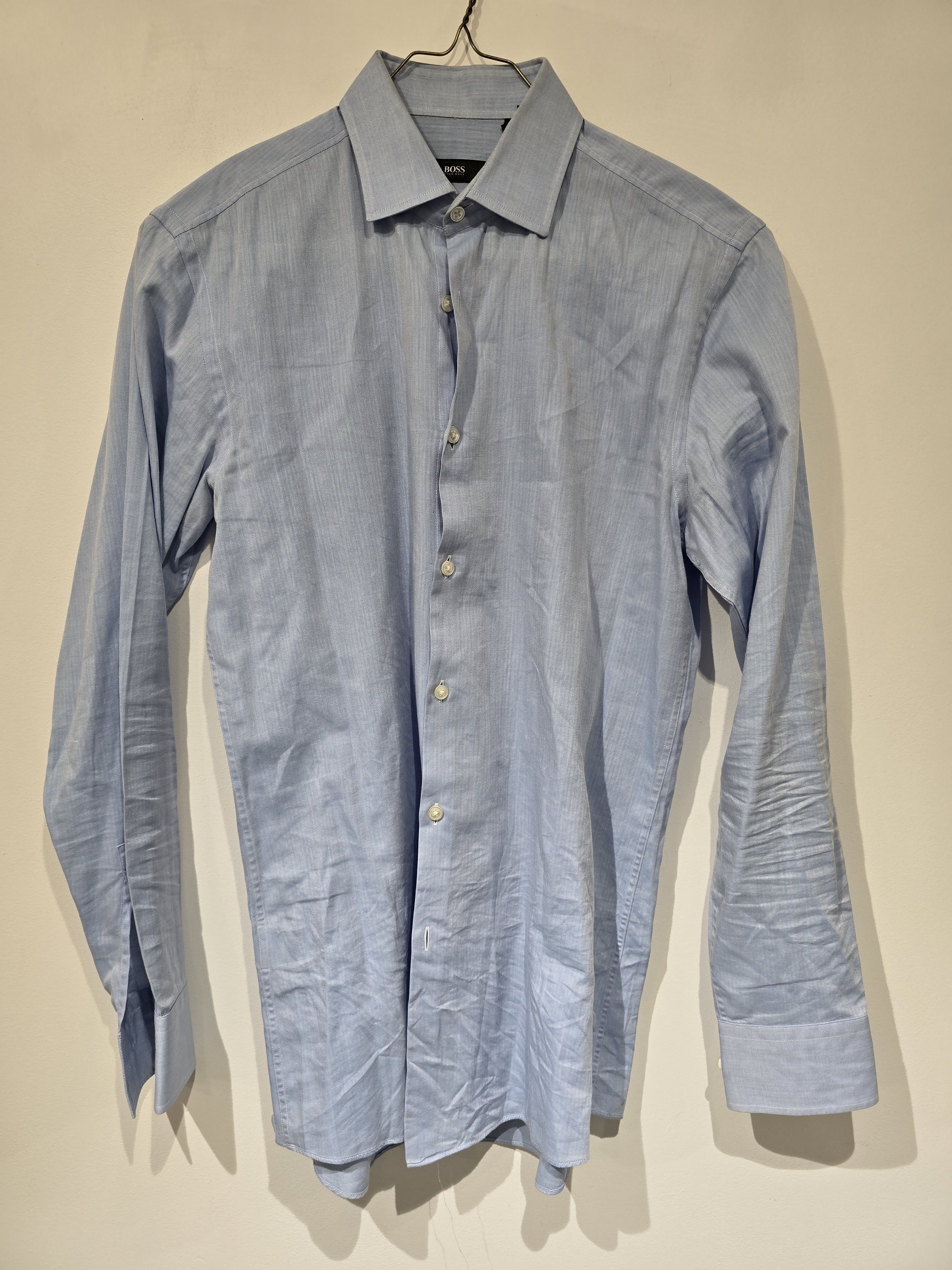Hugo Boss Light Blue Herringbone Dress Shirt