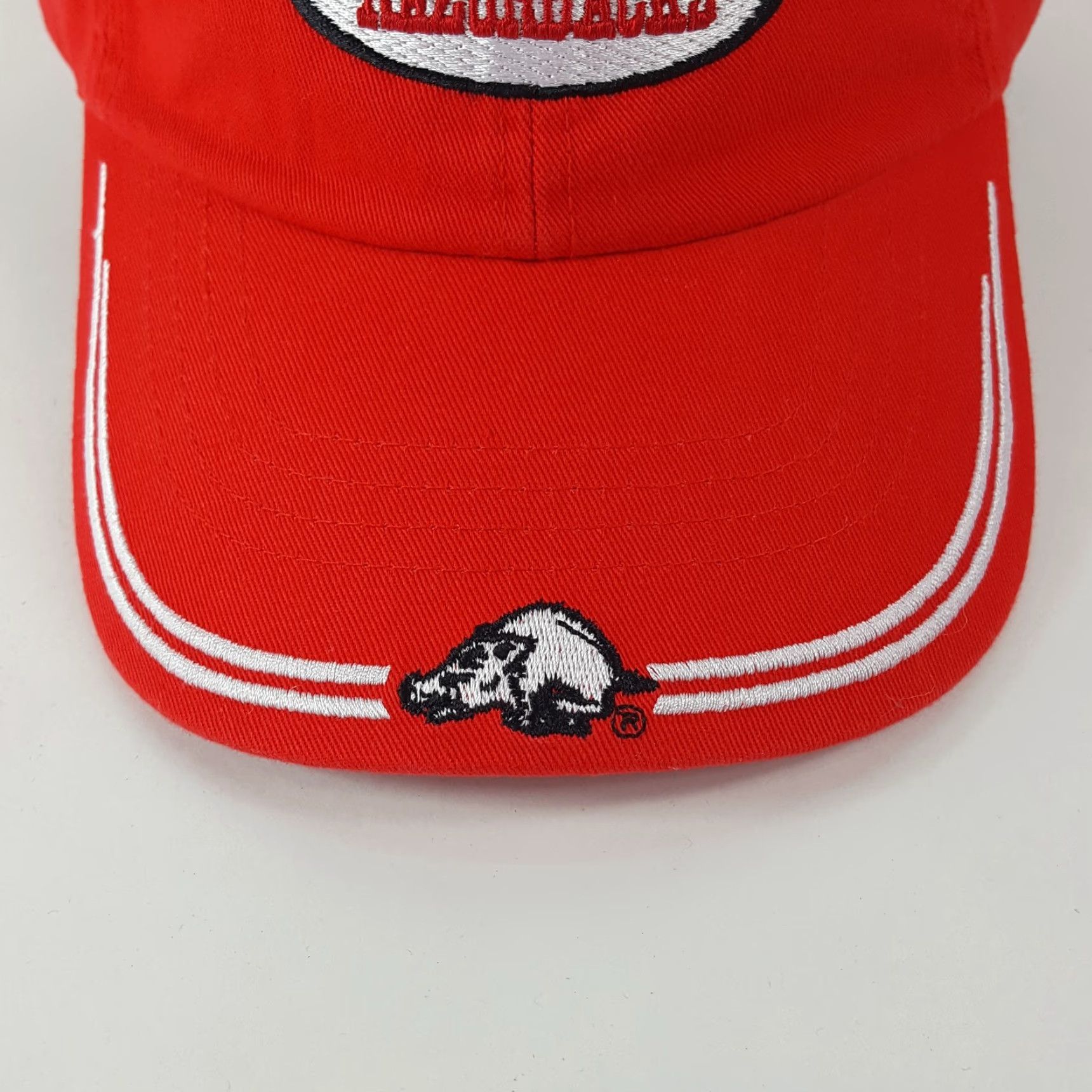 Vintage VINTAGE Arkansas Razorbacks Football Snapback Hat Baseball Cap Adult One Size Red Y2K College Sports USA University Mens Size ONE SIZE - 3 Thumbnail
