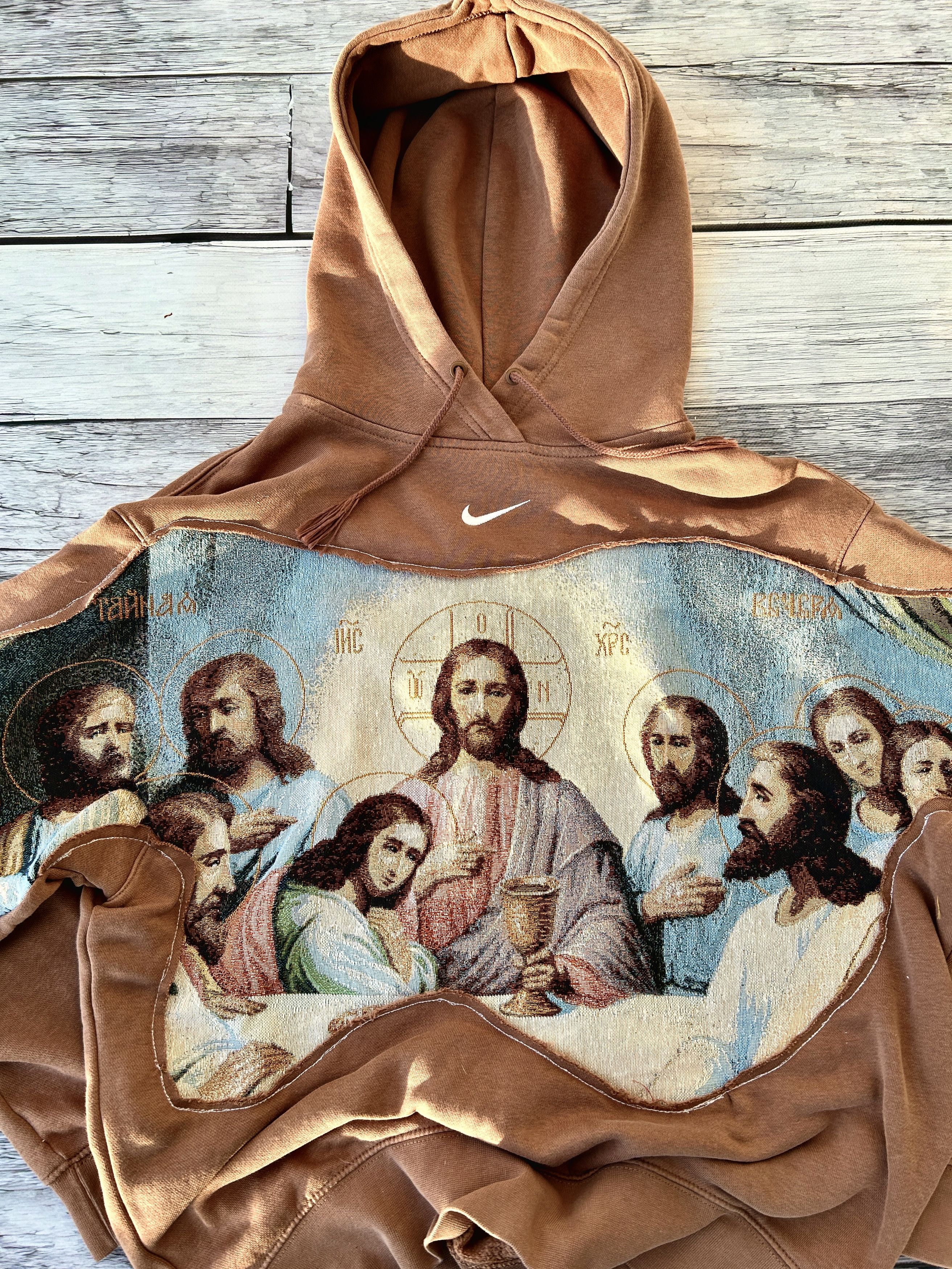 Nike Vintage Japanese Jesus Nike Big Logo Centre Hoodie 90s Size US M / EU 48-50 / 2 - 7 Thumbnail