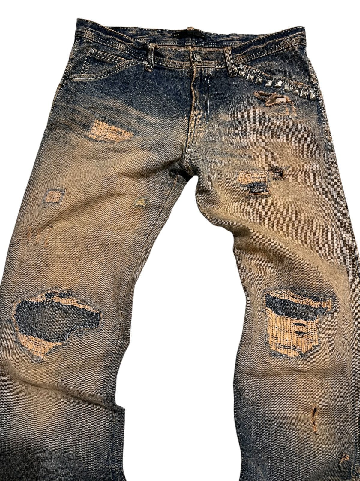 If Six Was Nine Icom japanese studed mudwash distressed clawmark jeans Size US 32 / EU 48 - 6 Thumbnail