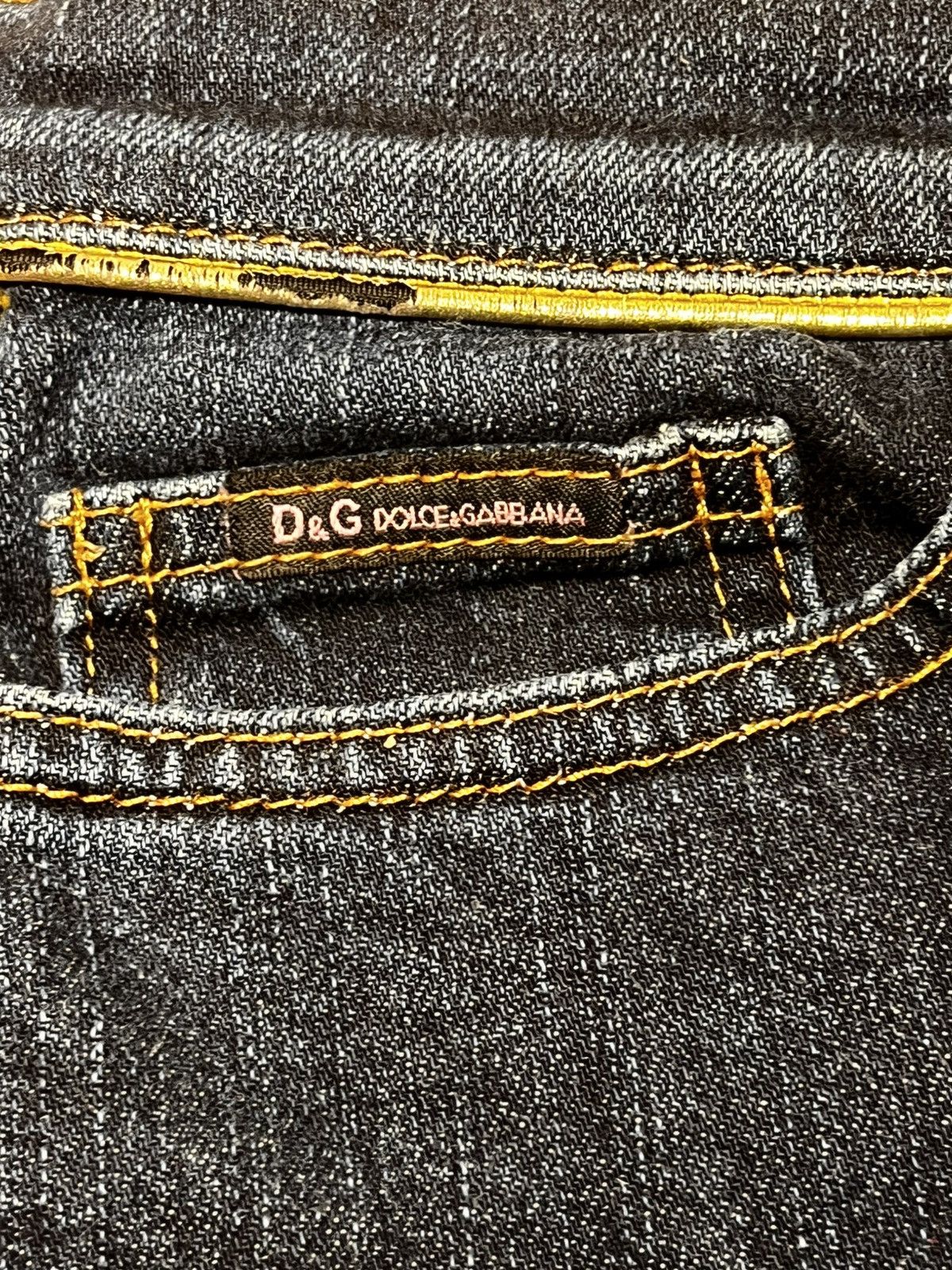 Dolce & Gabbana D&G Dolce & Gabbana Archive "Gold Logo" Jeans y2k Size 33" - 4 Thumbnail