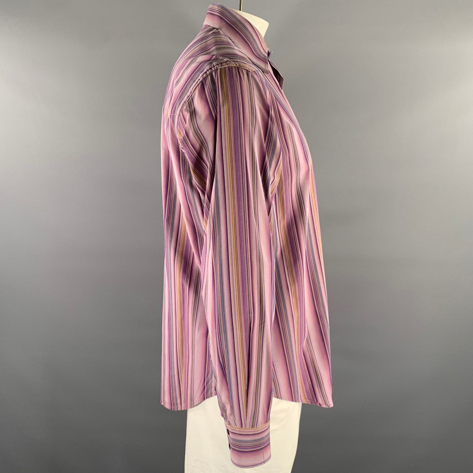 Robert Graham ROBERT GRAHAM Purple Multi-Color Stripe Cotton Blend LS Size US L / EU 52-54 / 3 - 3 Thumbnail