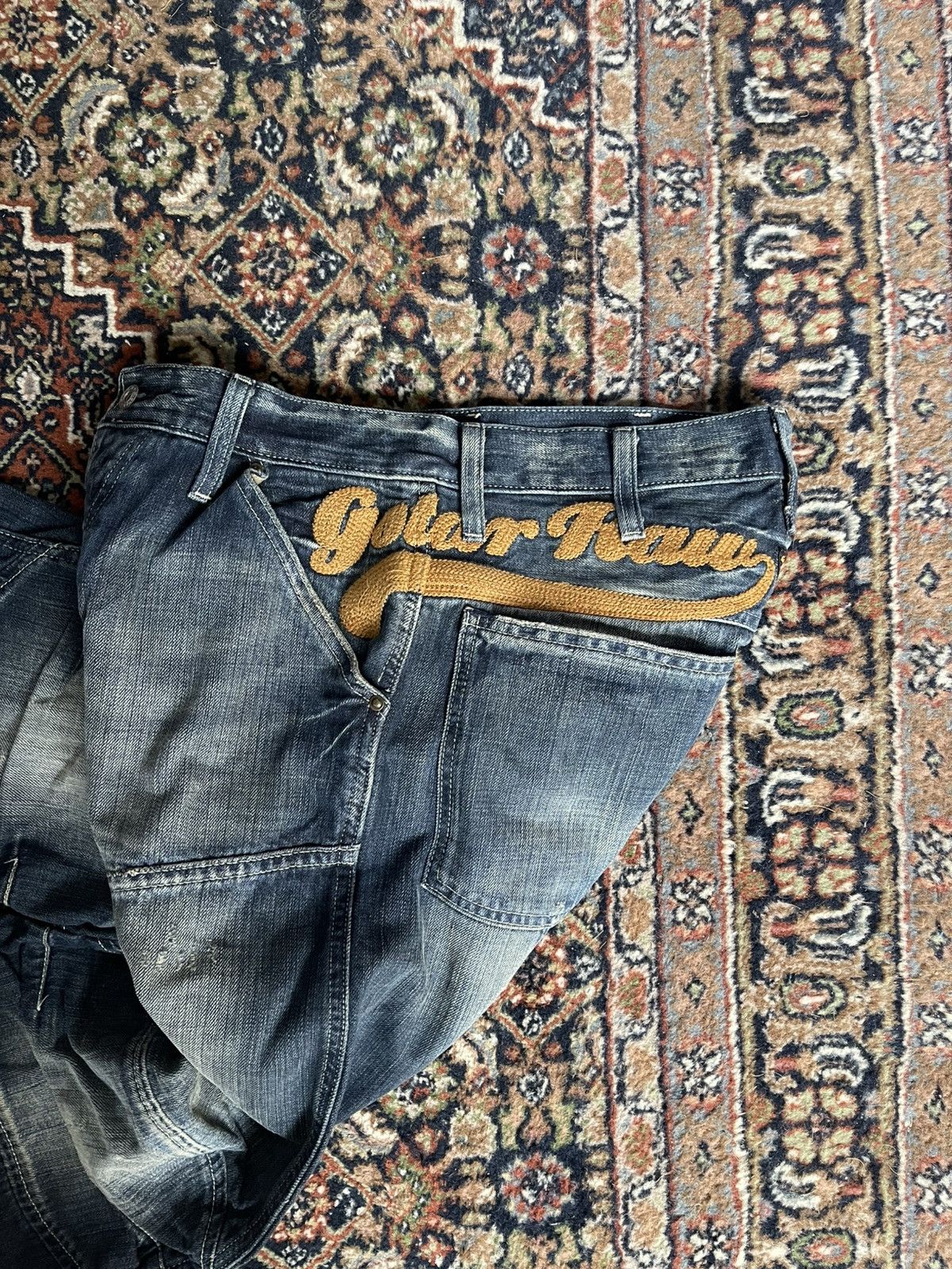 G-Star G Star Raw Baggy Biker Jeans Embroidered Size US 31 - 2 Thumbnail