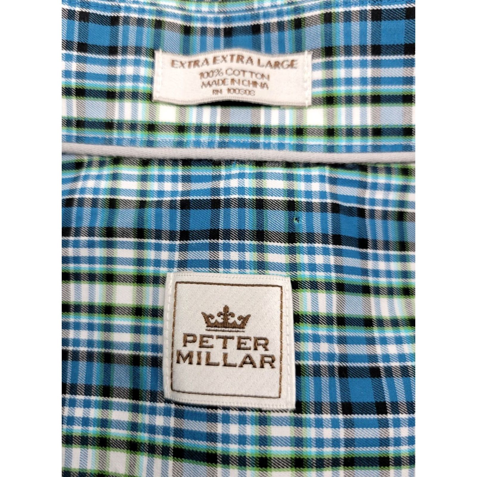 Peter Millar VINTAGE Peter Millar Long Sleeved Button Up Shirt Blue Plaid XXL Size US XXL / EU 58 / 5 - 8 Thumbnail