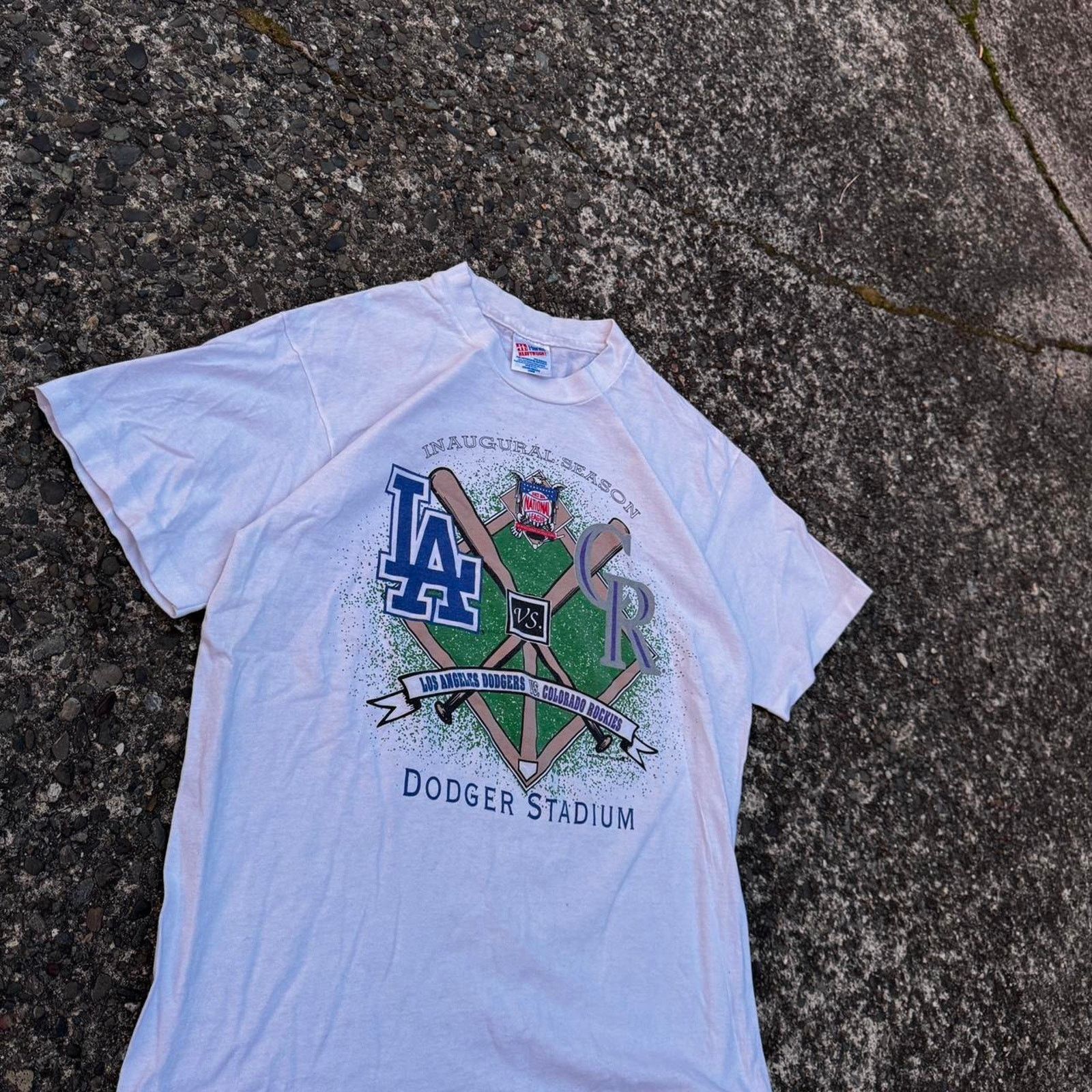 Hanes Vintage 1993 Dodgers vs. Rockies t-shirt size large Size US L / EU 52-54 / 3 - 2 Thumbnail