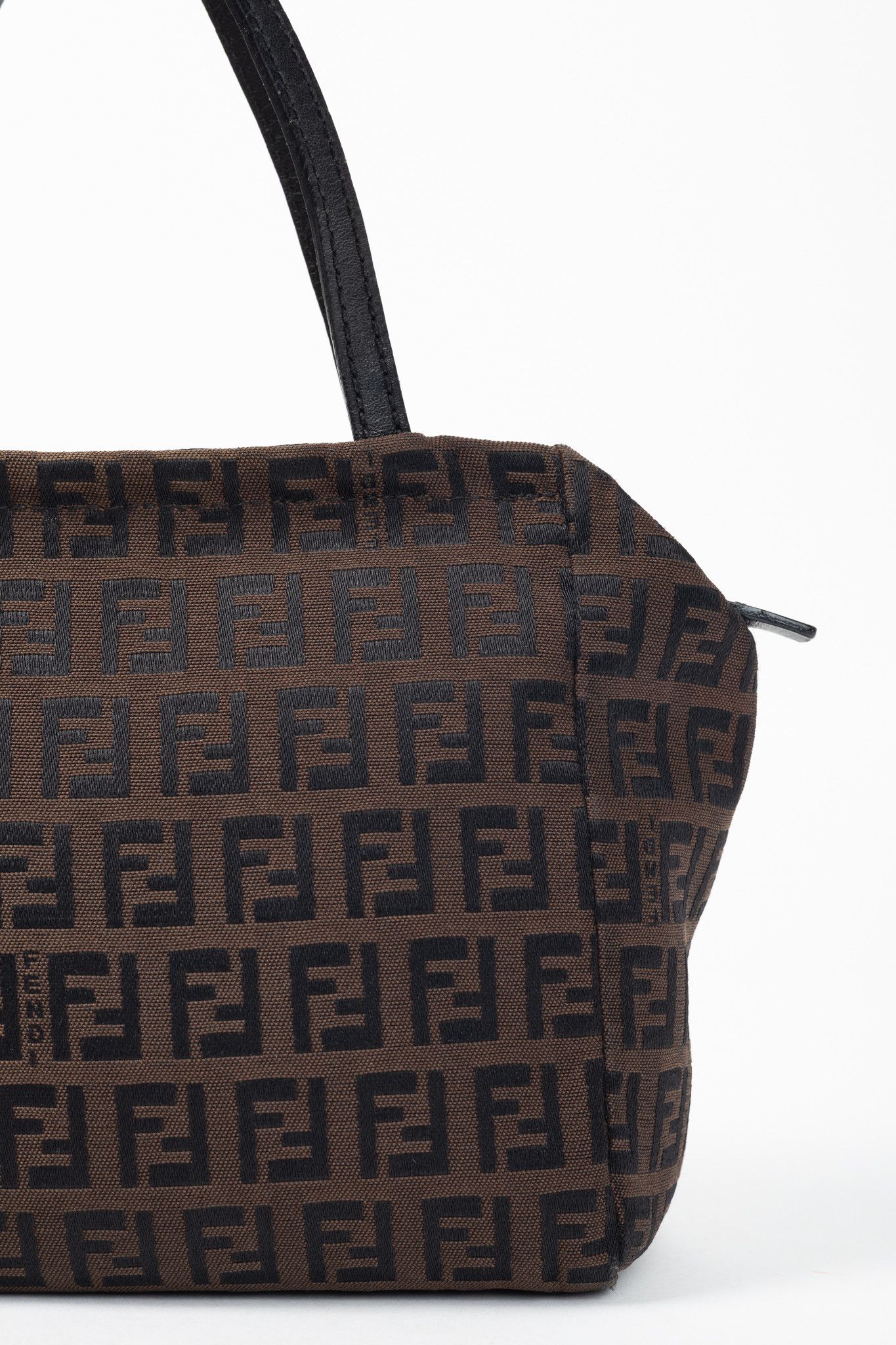 Fendi Fendi Brown Zucchino Canvas Leather-Trim Mini Tote Size ONE SIZE - 7 Thumbnail