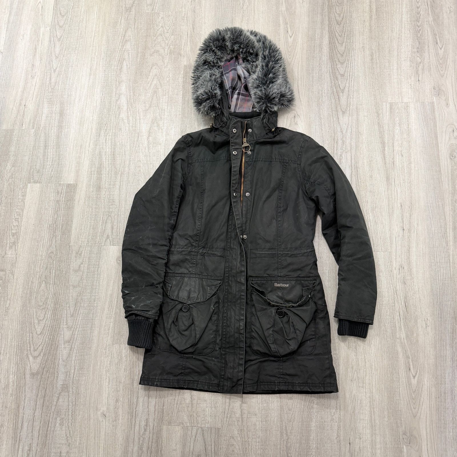 Barbour Barbour Brenin Parka Jacket Women's 8 Black Hooded Wax Size M / US 6-8 / IT 42-44 - 1 Thumbnail