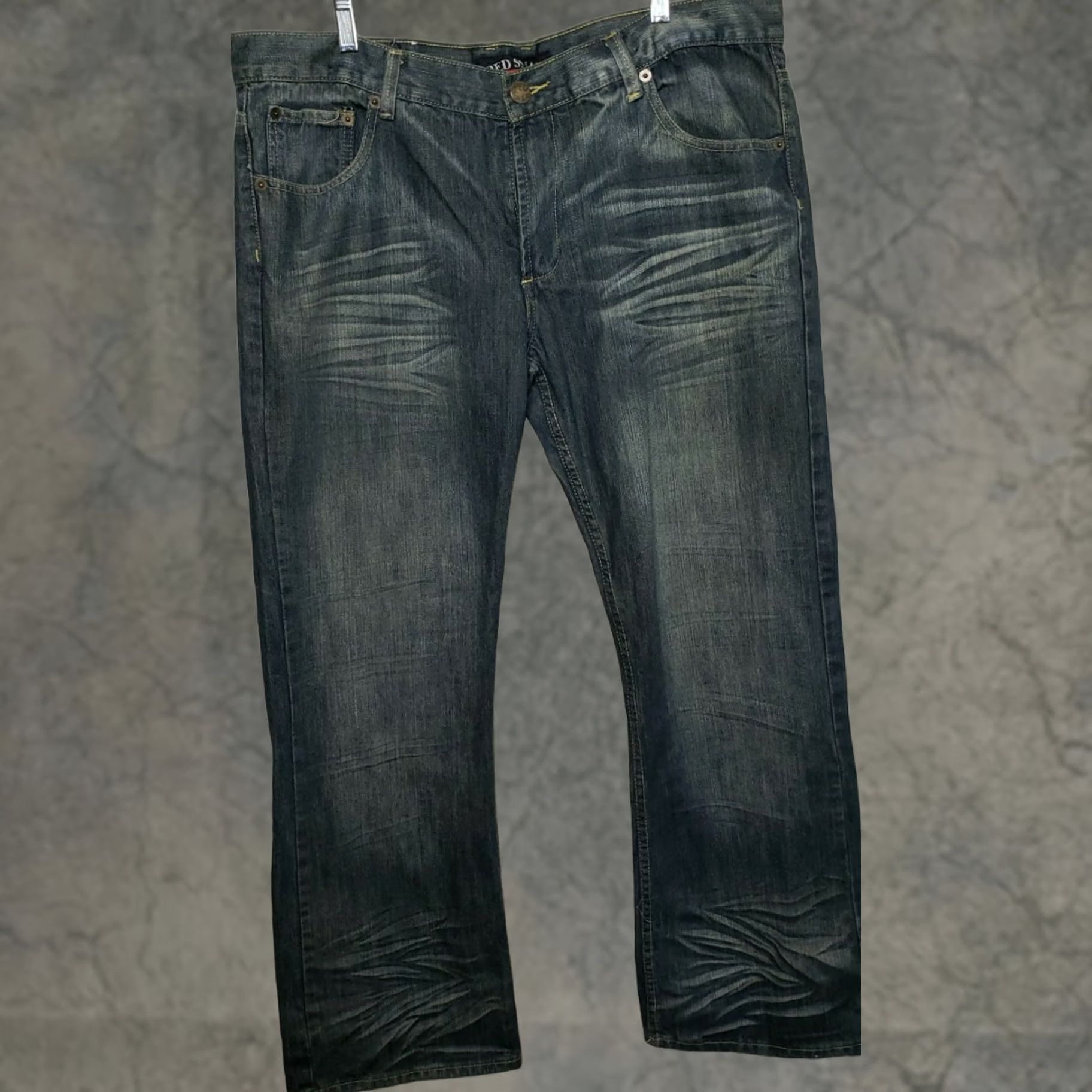 J Brand Red Snap Jeans Distressed Embroidered 5-Pocket Relaxed Straight Size 36 x 32 Blue Denim Men Jeans Size US 36 / EU 52 - 1 Thumbnail