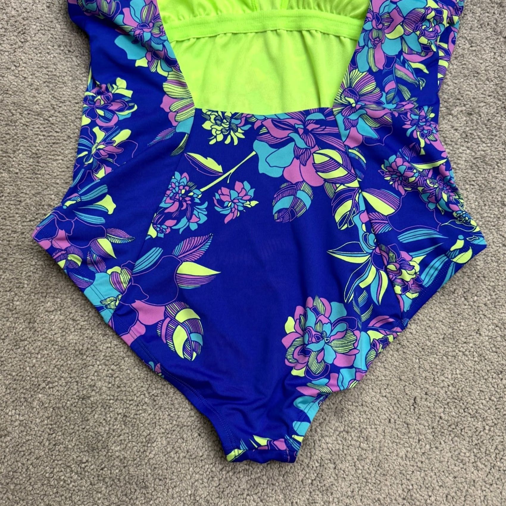 Nike Nike One Piece Swimsuit Women Large Blue Floral Backless Padded Beachwear Summer Size ONE SIZE - 3 Thumbnail