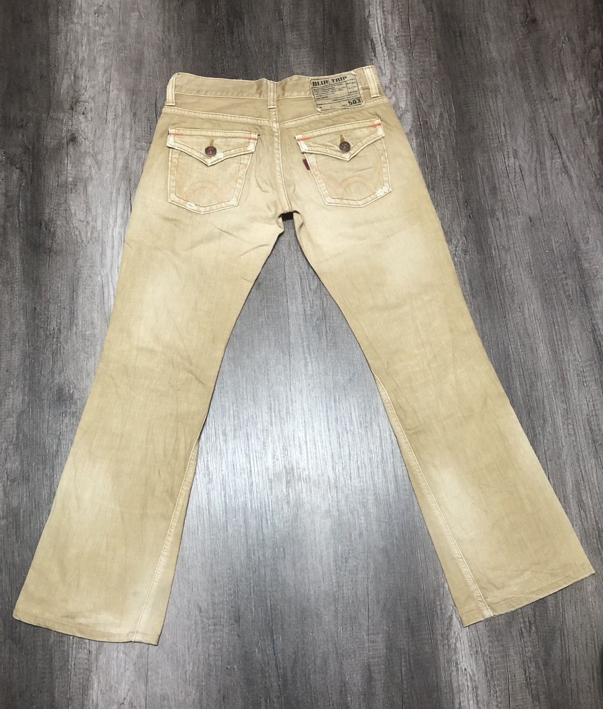 Edwin × Vintage Vintage Edwin 503 Blue Trip Flare Jeans Unisex Size US 30 / EU 46 - 19 Thumbnail