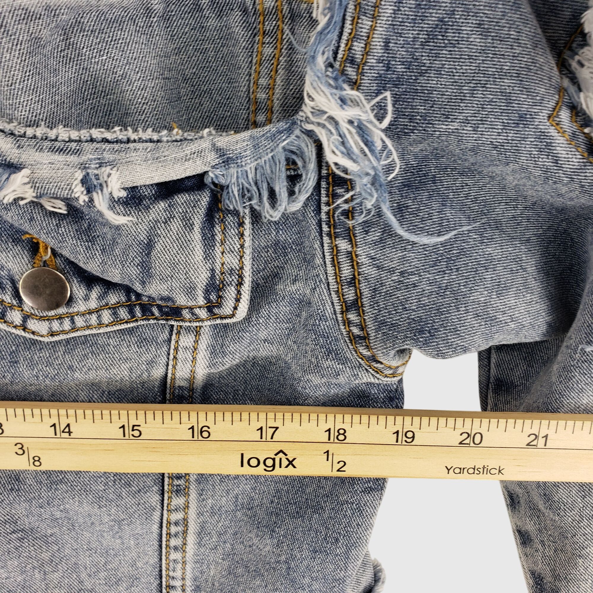 Other American Bazi Womens Cropped Distressed Denim Jacket Sz S Size S / US 4 / IT 40 - 11 Thumbnail