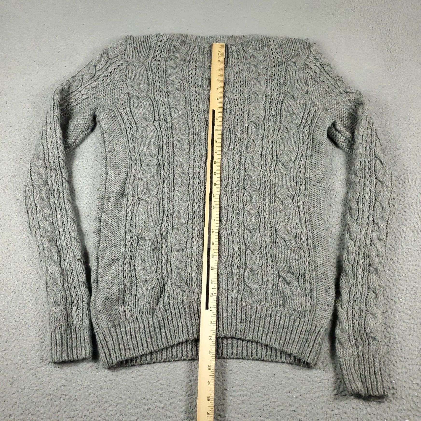 Abercrombie & Fitch Abercrombie Fitch Womens Medium Gray Cable Knit Sweater Size M / US 6-8 / IT 42-44 - 5 Thumbnail