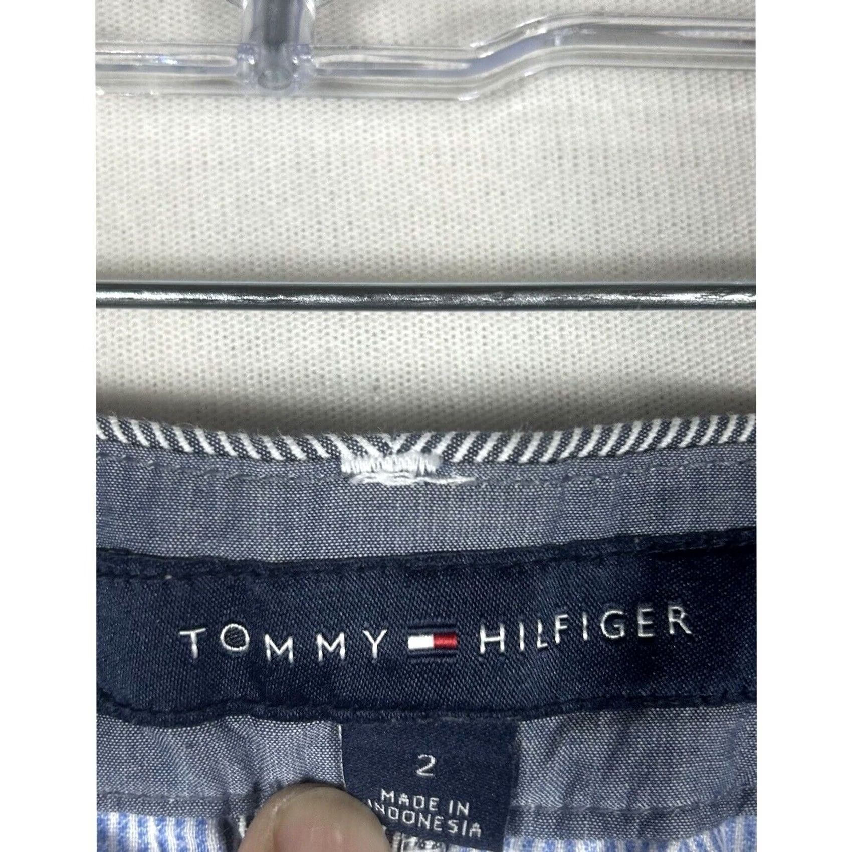 Tommy Hilfiger VINTAGE Tommy Hilfiger Chino Pants Womens 2 Blue Striped Hampton Slim Fit Casual Work Size 26" / US 2 / IT 38 - 3 Thumbnail