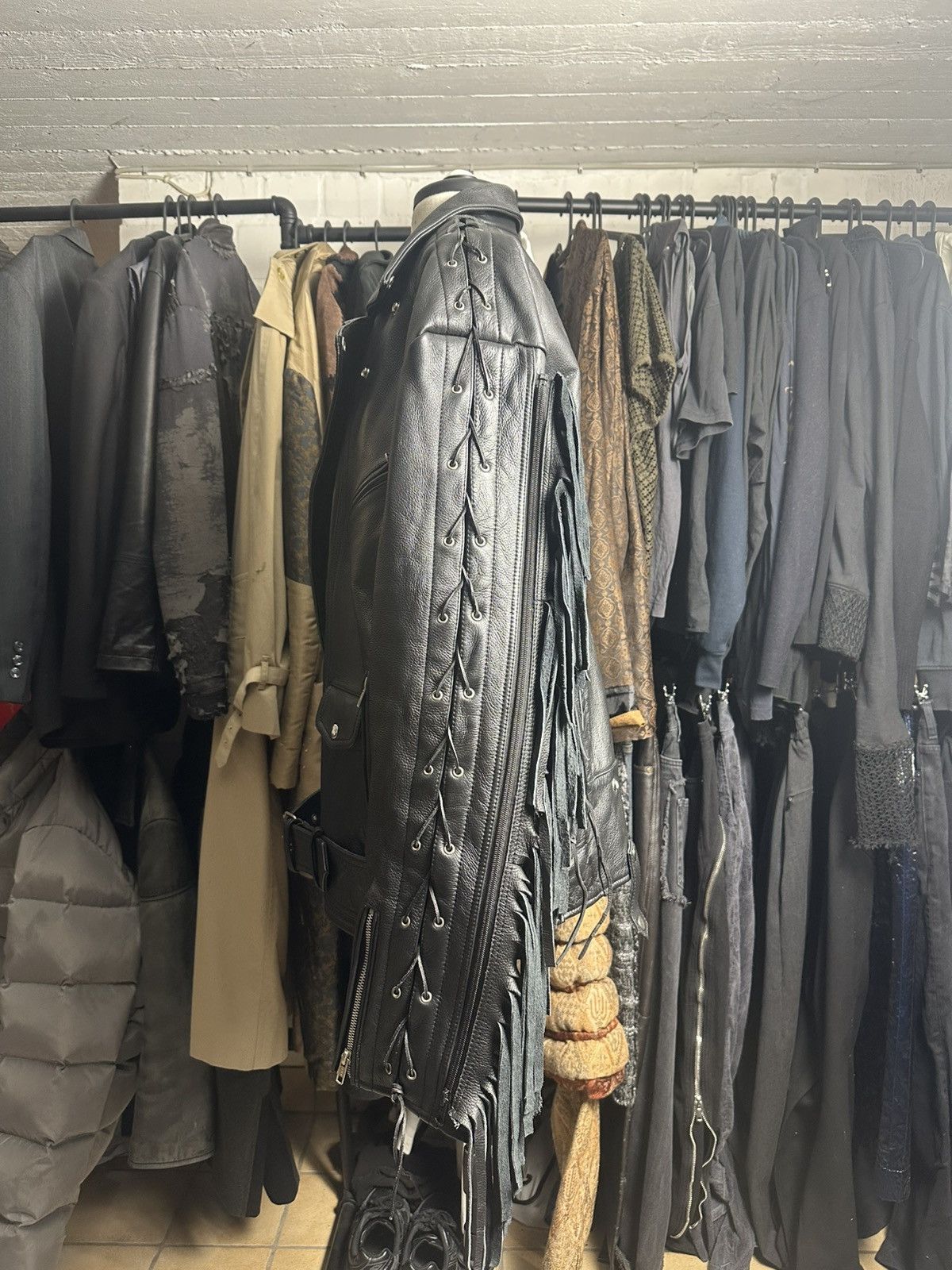 Other Leather Biker Jacket with fringes Size US XL / EU 56 / 4 - 2 Thumbnail
