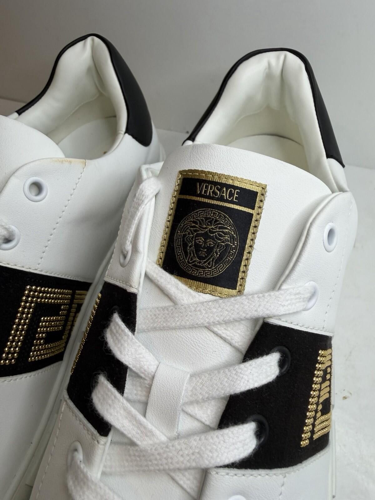 Versace Versace Greca Sneakers White Black Gold Leather EU 46 New Size US 13 / EU 46 - 3 Thumbnail