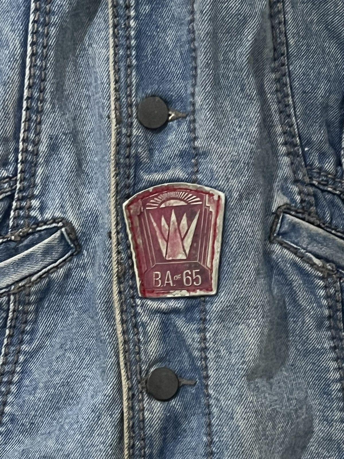 5351 POUR LES HOMMES Two-Tone Indigo Denim Jacket Gray Sleeve Panels & Red Lining Size US L / EU 52-54 / 3 - 7 Thumbnail