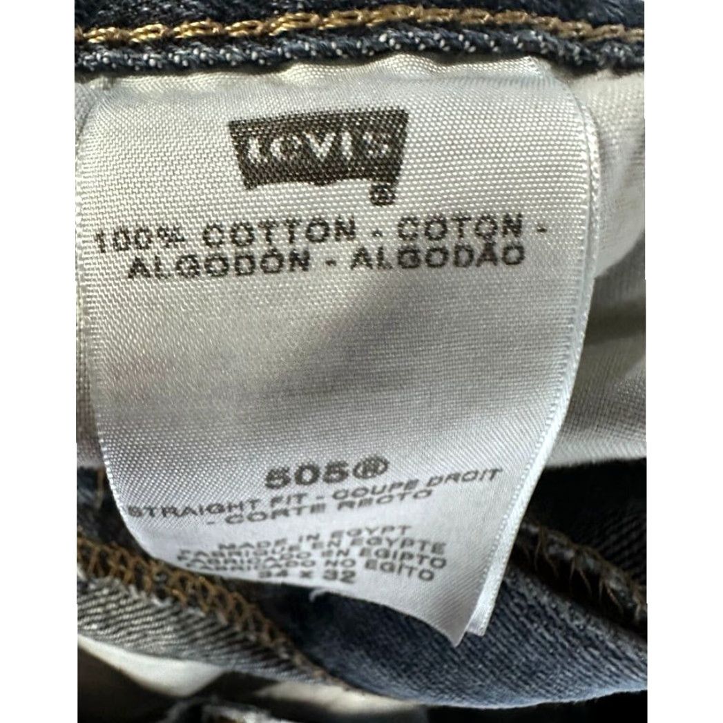 Levi's Levi's 505 Jeans Mens 34X32 Blue Distressed Regular Fit Straight Leg Denim Casual Jeans Regular 34X32 Mens Blue Distressed 505 Size US 34 / EU 50 - 4 Thumbnail