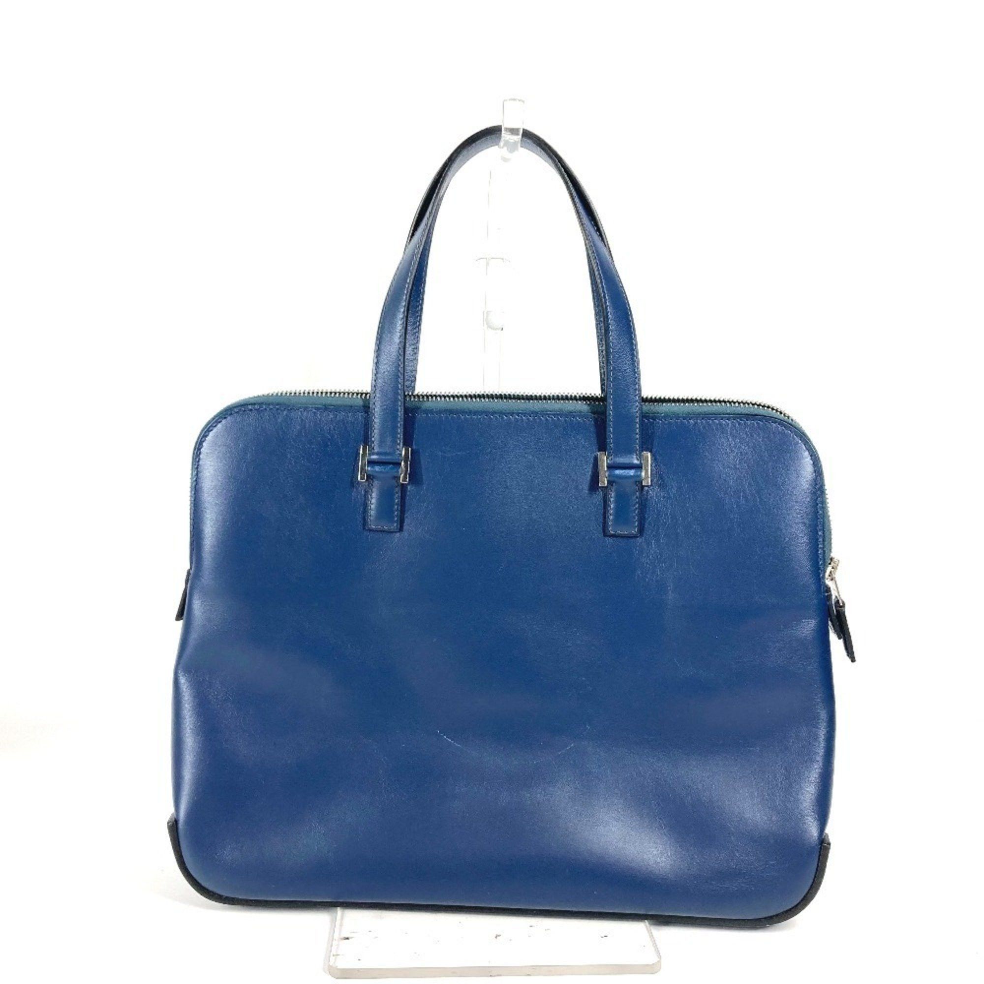 Hermes Escapeada Tote Bag Handbag Briefcase Business Box Calf Men's Women's Blue