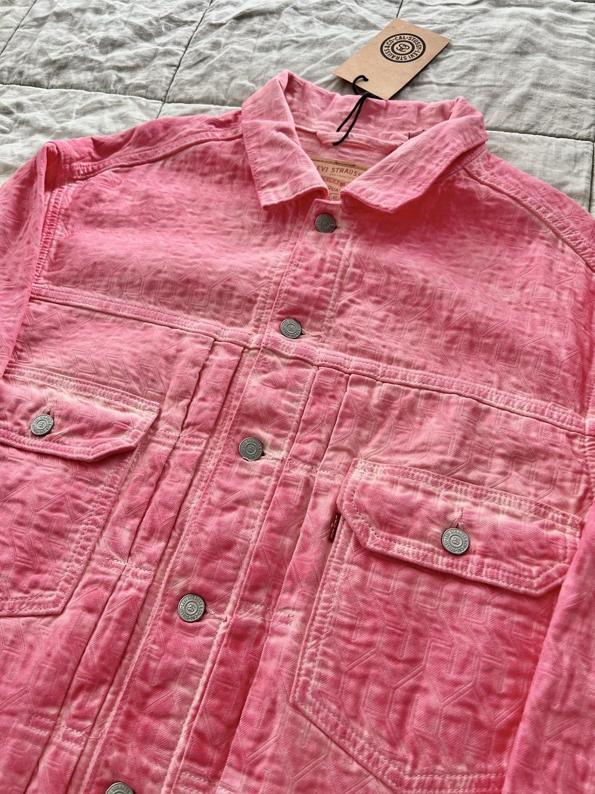 Levi's × Stussy Stussy x Levi’s Jacquard Type 2 Trucker Jacket Pink Medium Size US M / EU 48-50 / 2 - 3 Thumbnail
