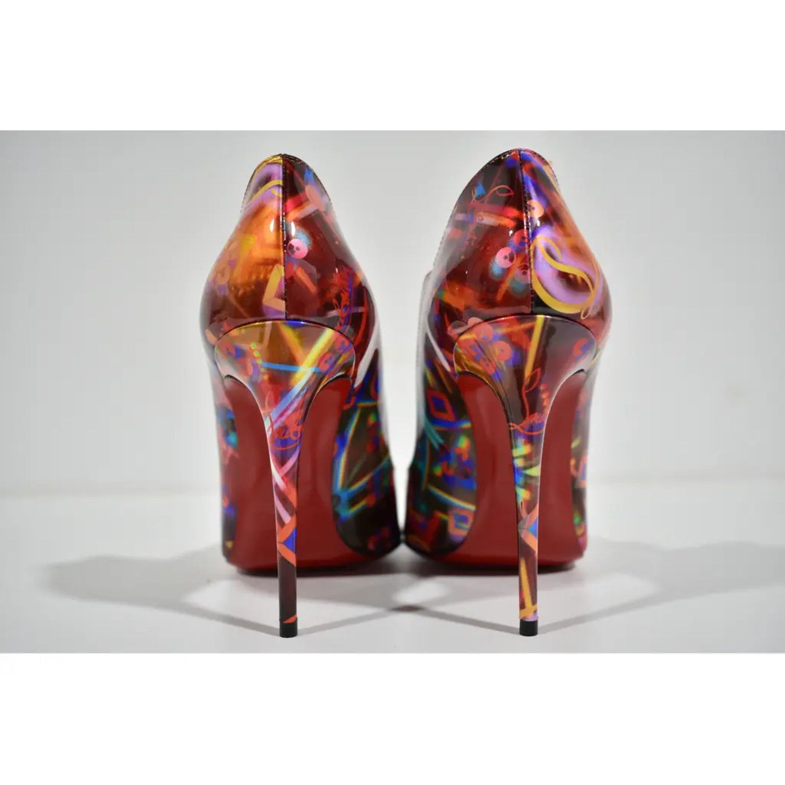 Christian Louboutin Hot Chick 100 Patent Discolaser Red Pointed Toe Heel Pump 39 Size US 9 / IT 39 - 11 Thumbnail