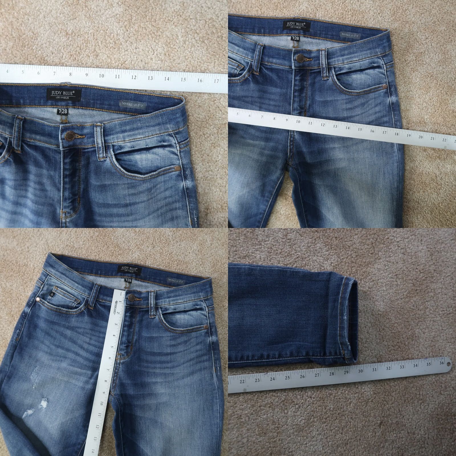 Denime VINTAGE/Judy Blue Jeans Women's 7/28 Jeans Denim Mid Rise Stretch 5-Pocket 28in Inseam Size 30 Blue Boys Womens Size 28" / US 6 / IT 42 - 8 Thumbnail