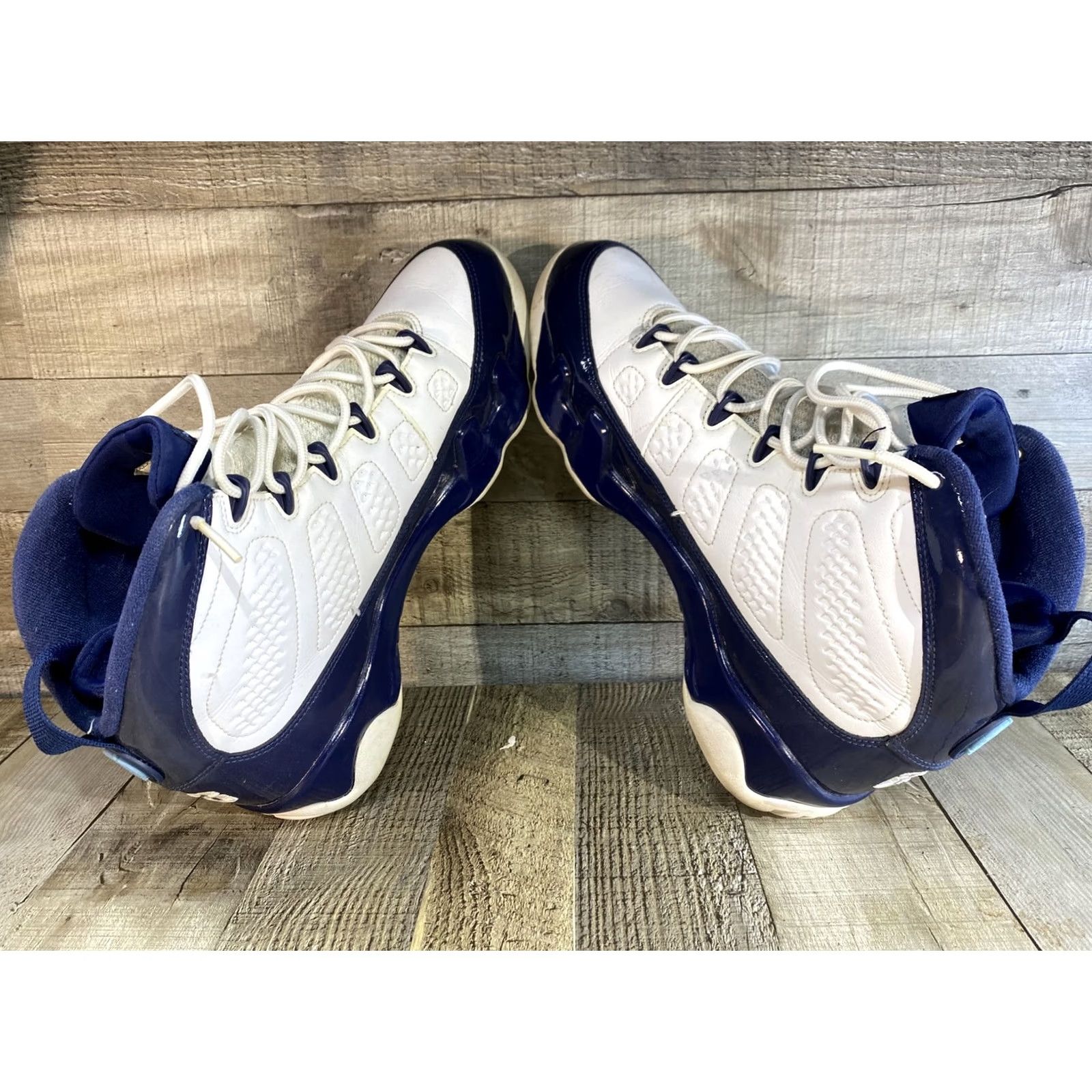 Jordan Brand Air Jordan 9 Retro UNC Pearl Blue 302370-145 Men’s Sz 10 Nike Jordan Sneaker Navy Leather High Top Retro University 2019 Mens Shoes Size US 9 / EU 42 - 7 Thumbnail
