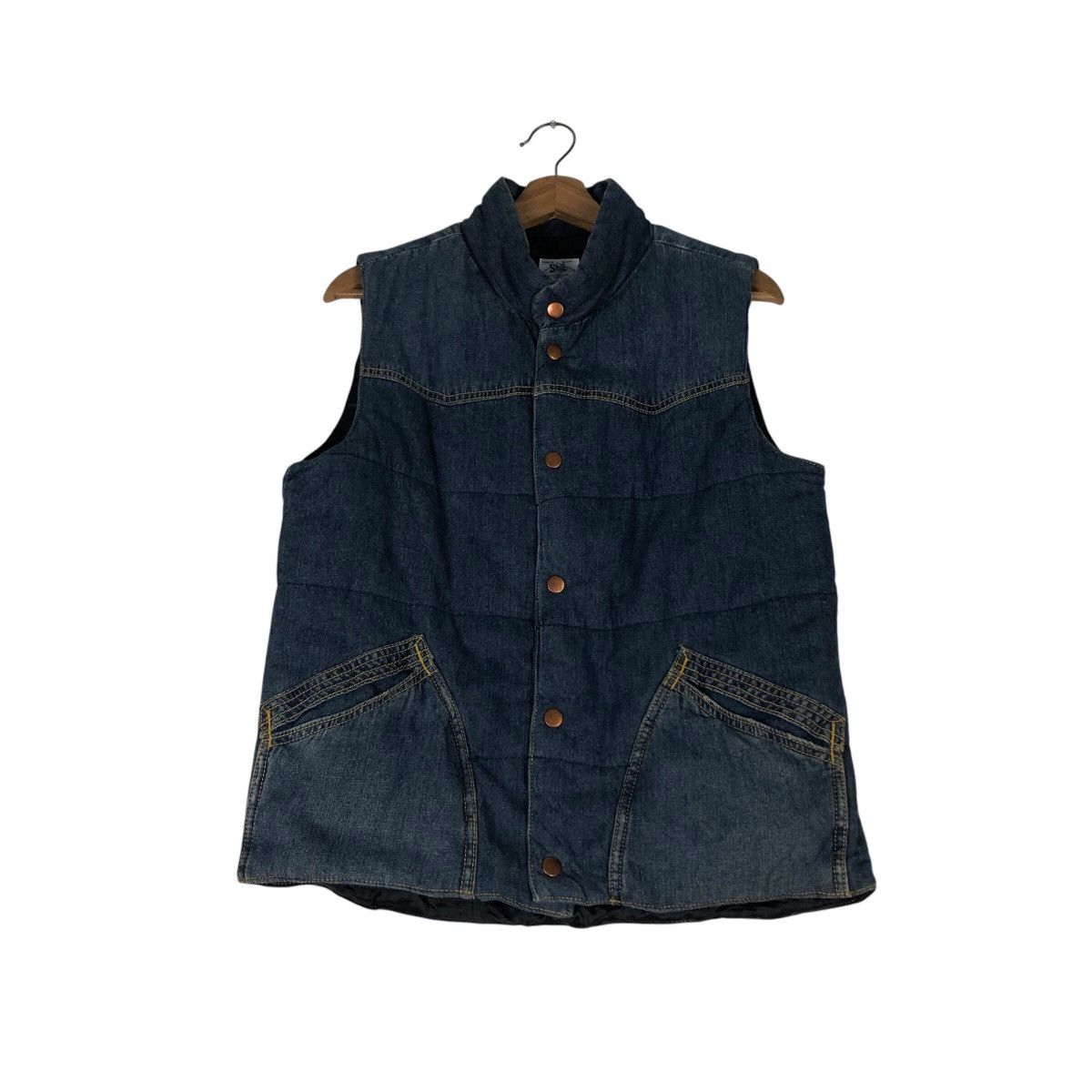 Japanese Brand Classic USA-Made Work Vest — Sanforized Denim Copper Buttons Size US M / EU 48-50 / 2 - 3 Thumbnail