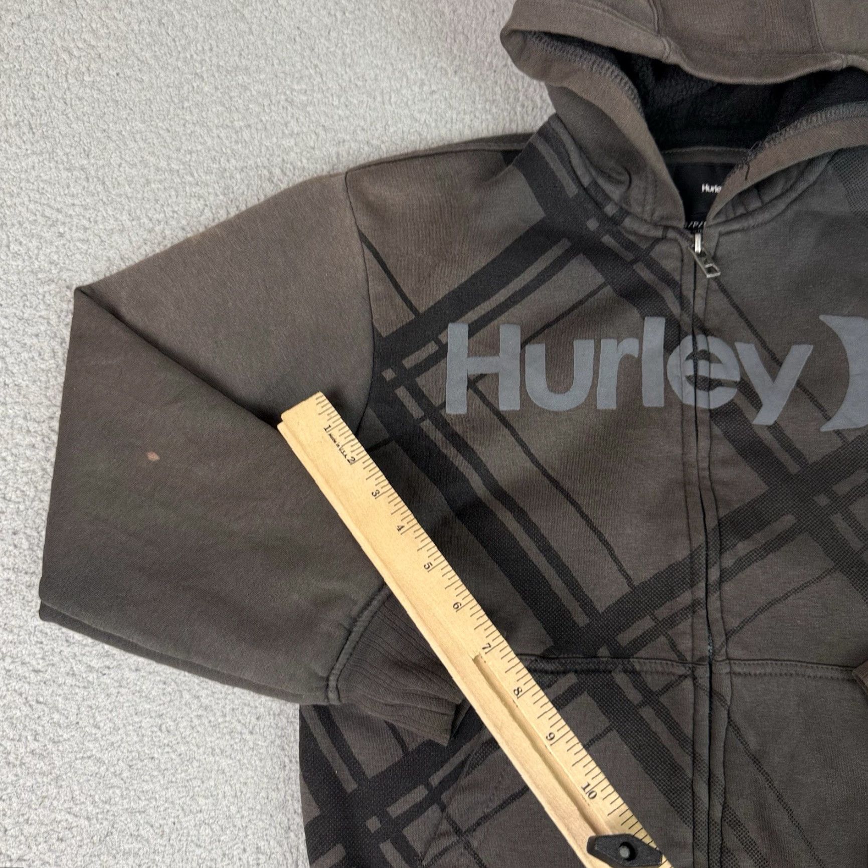 Hurley VINTAGE Hurley Hoodie Mens Small Gray Y2K Sweater Sherpa Lined Sweatshirt Skater Size US S / EU 44-46 / 1 - 5 Thumbnail