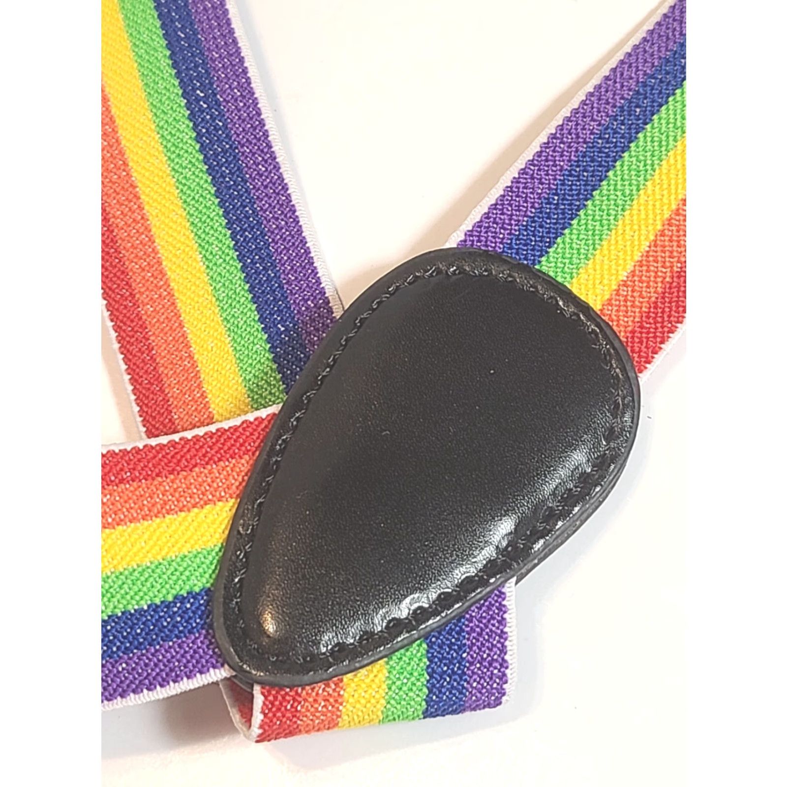 Rainbow Rainbow Suspenders 1.5" Wide Stretch Pride Cosplay Belt Mens Suspender Clip Multicolor Elastic Nylon Polyester Adjustable Striped 90s? Size ONE SIZE - 4 Thumbnail